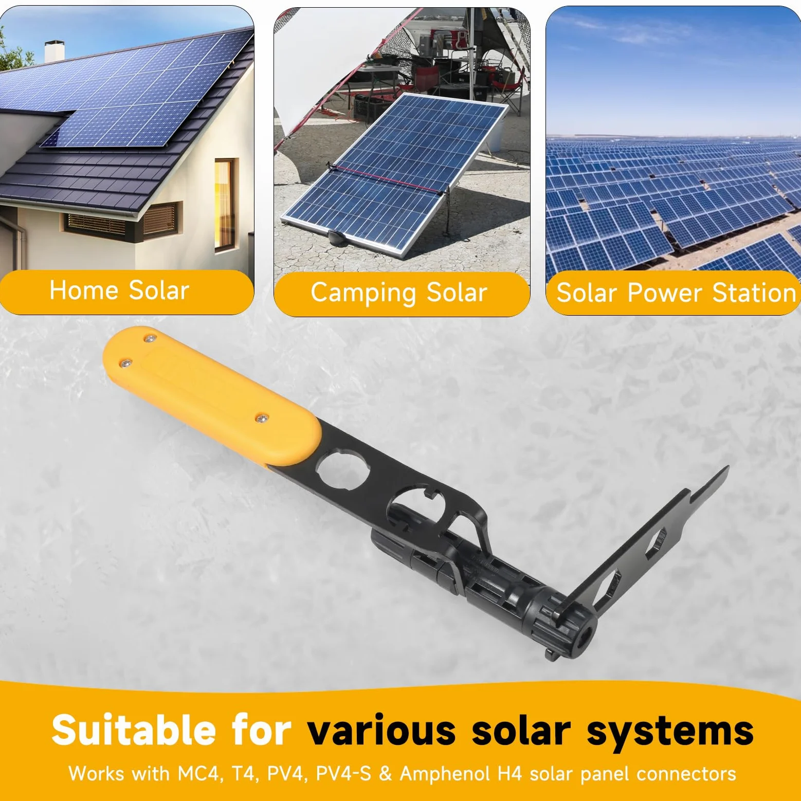 Herramienta de desconexión universal MC4, herramienta MC4 de metal con llave 6 en 1, herramienta de conector solar eficiente para montaje y desmontaje de conectores fotovoltaicos