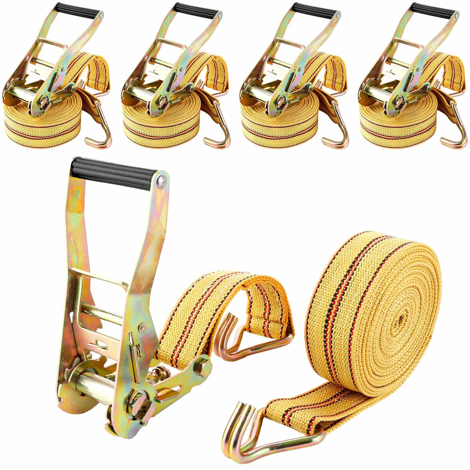 Pack de 4 Cinchas de Amarre con Trinquete, Polipropileno 6 m x 50 mm, 2000 kg