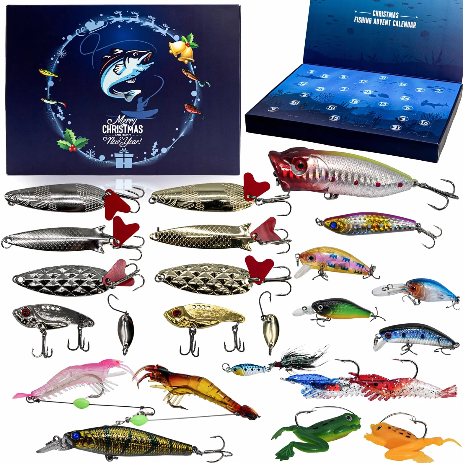 Panngu Calendario de Adviento 2025 Pesca 24 Días Cebos Anzuelos Regalo