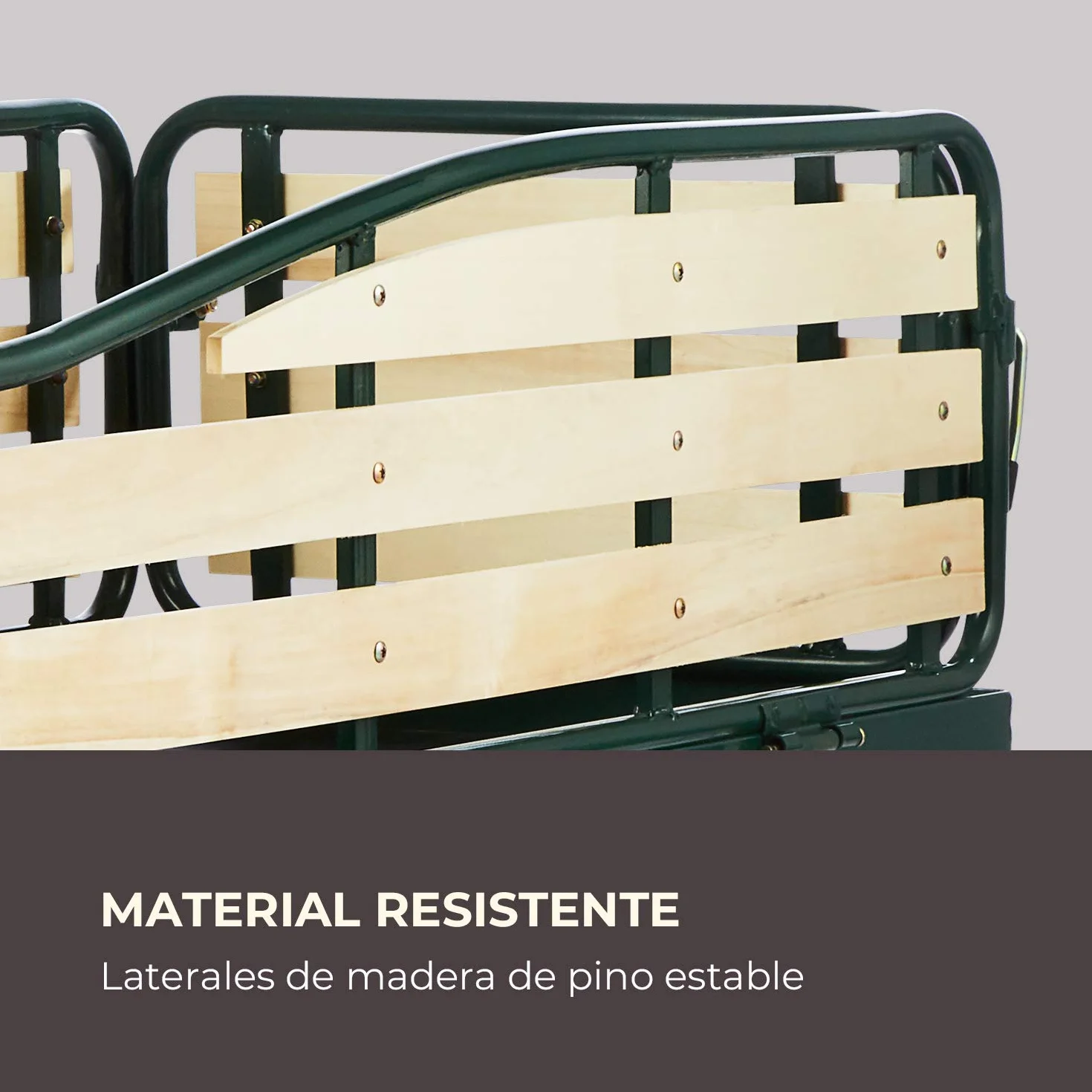Waldbeck Ventura - Carretilla de Mano, Carro de Transporte de Acero, Gran Superficie de Carga Pesada, Soporta hasta 300kg, Paredes Laterales Plegables, Ruedas Goma, Verde Oscuro