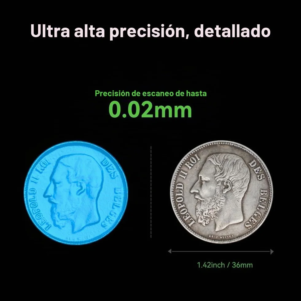 Creality CR-Scan Otter - Escáner 3D (0,02 mm, visión estéreo de cuatro lentes, escaneo a color de 24 bits para objetos de 10 a 2000 mm, color negro/metálico sin pulverización)