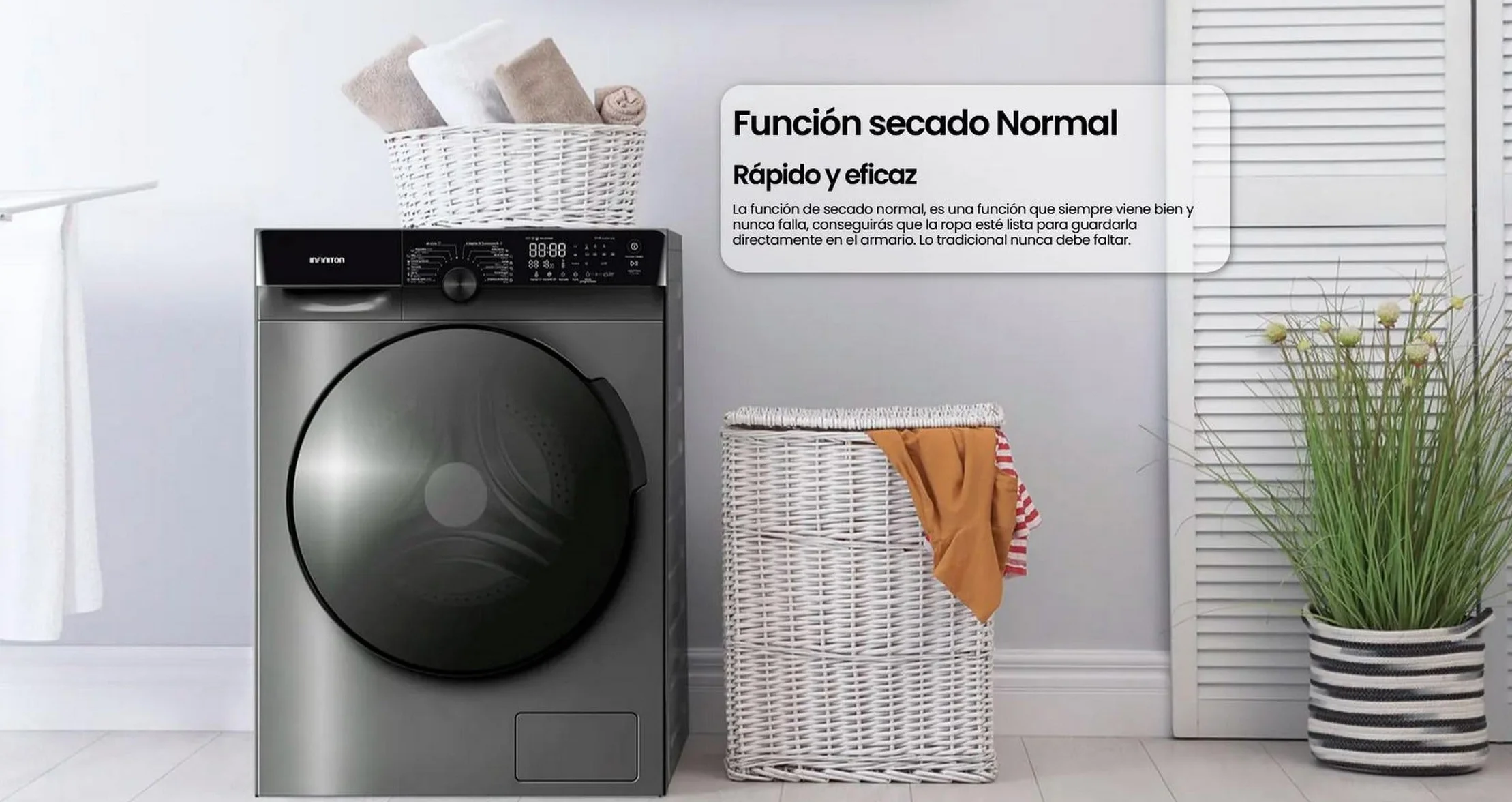 Lavaseca Carga Frontal INFINITON WSD-K0A7D5DK 10 kg Lavado 7 kg Secado 1500 RPM Dark Inox