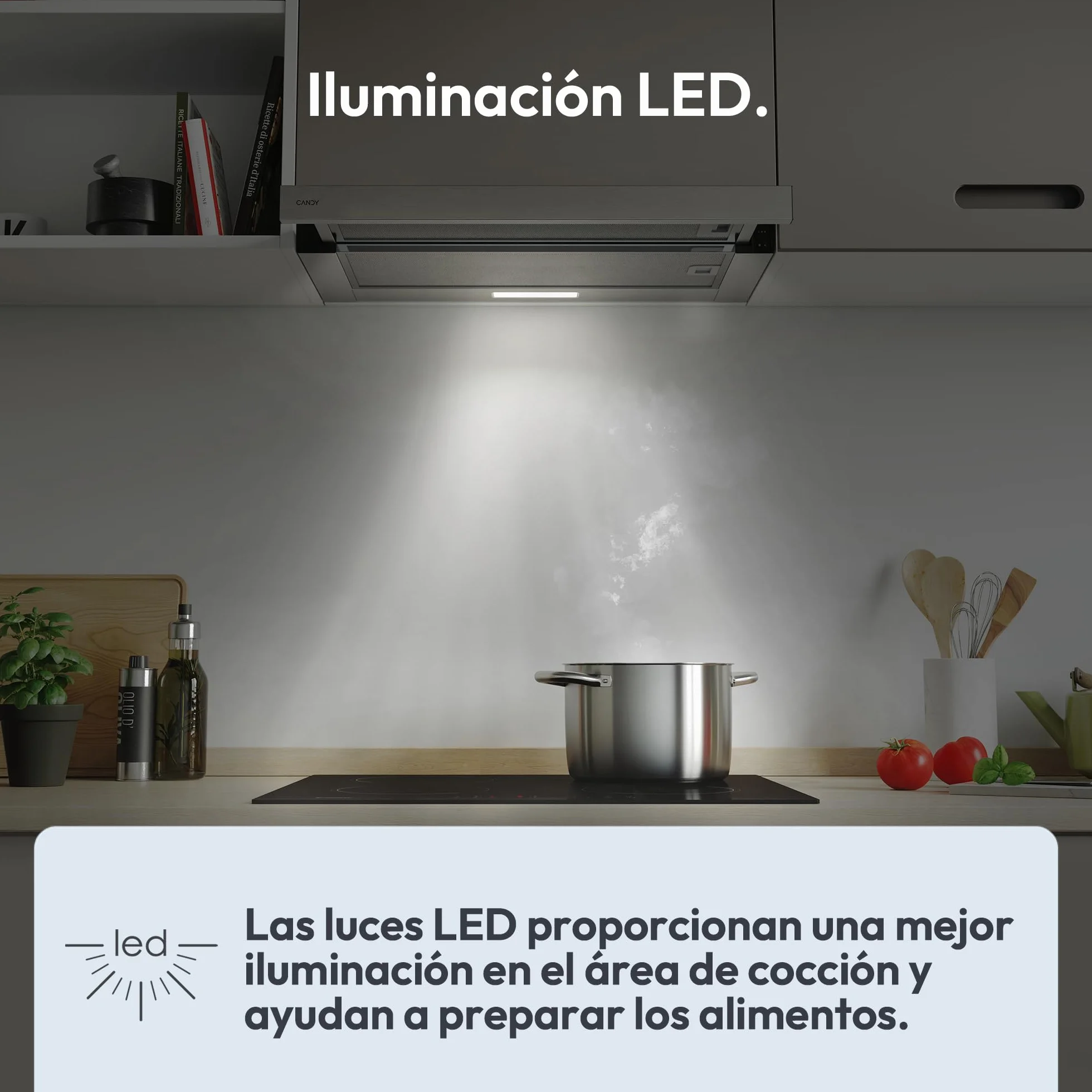 Candy CBT6130/3X Campana Telescópica 60 cm 125W 264m³/h Acero Inoxidable LED