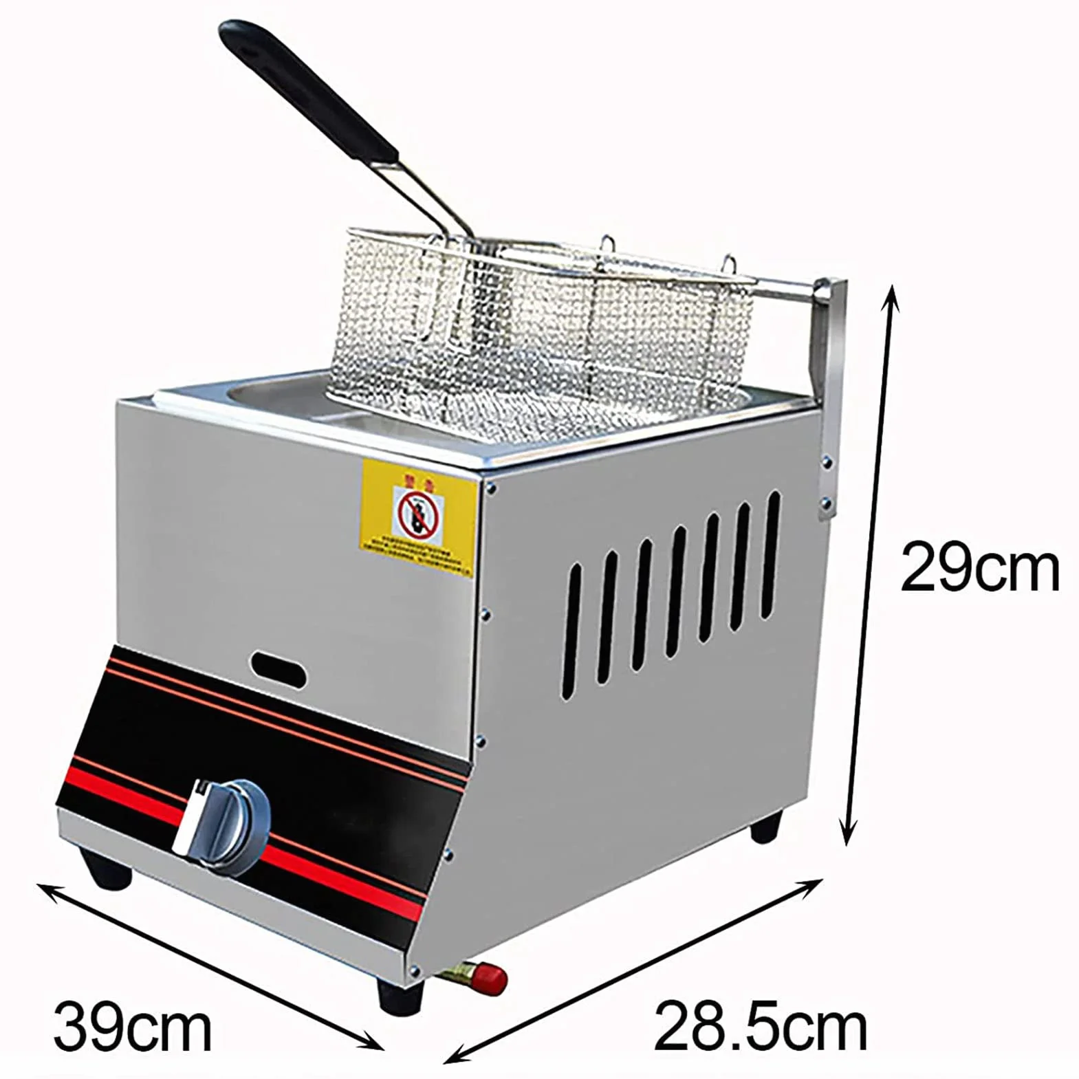 YSDQ Freidora Comercial con Cesta y Tapa Freidora de Gas Sartn Gruesa de Acero Inoxidable con encimera freidora Profunda, para Restaurante y Uso domstico