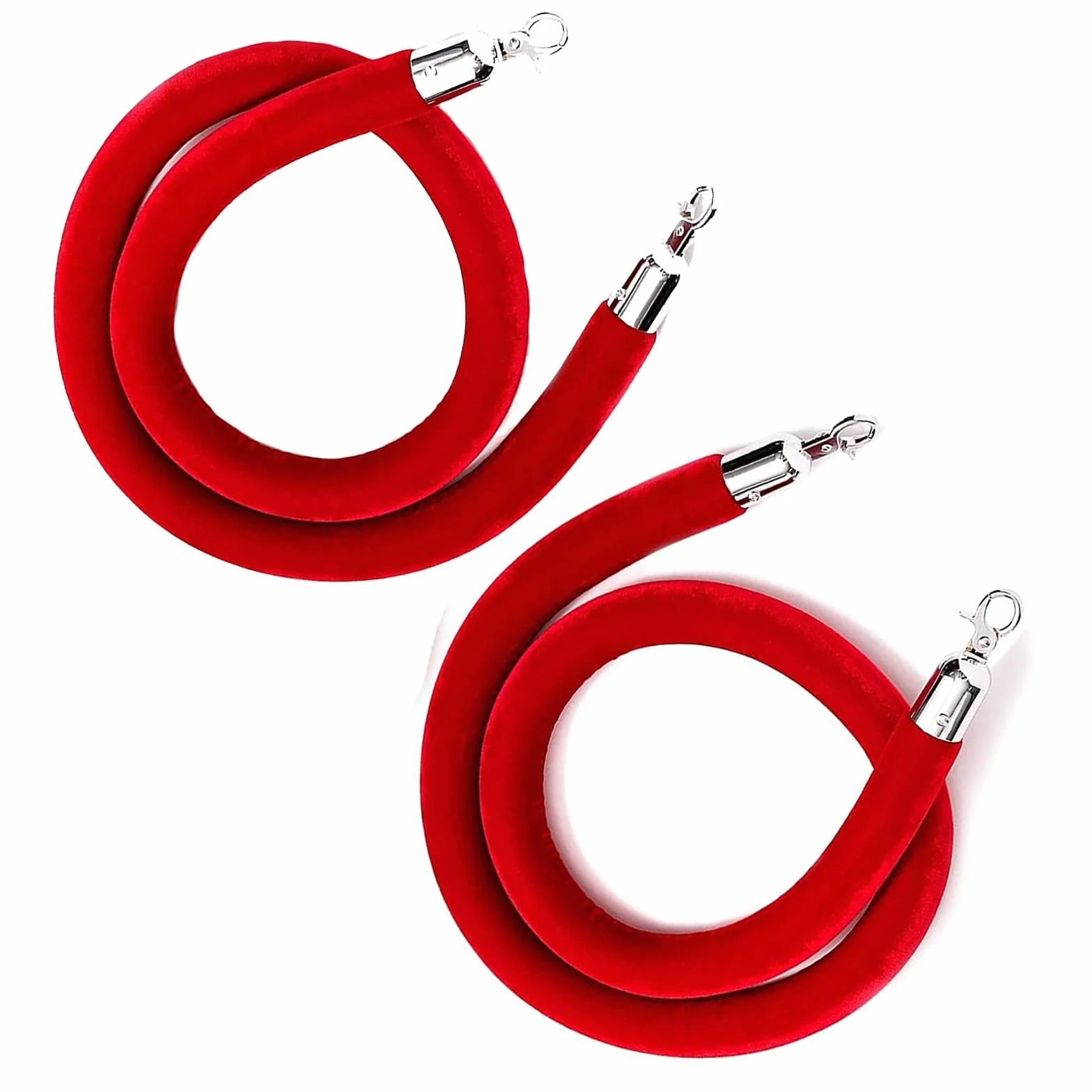Stanchion Rope Crowd Control Queue Barrier 2 Pcs Red Safety Barrier Ropes 3-16.4ft Length for Exhibition