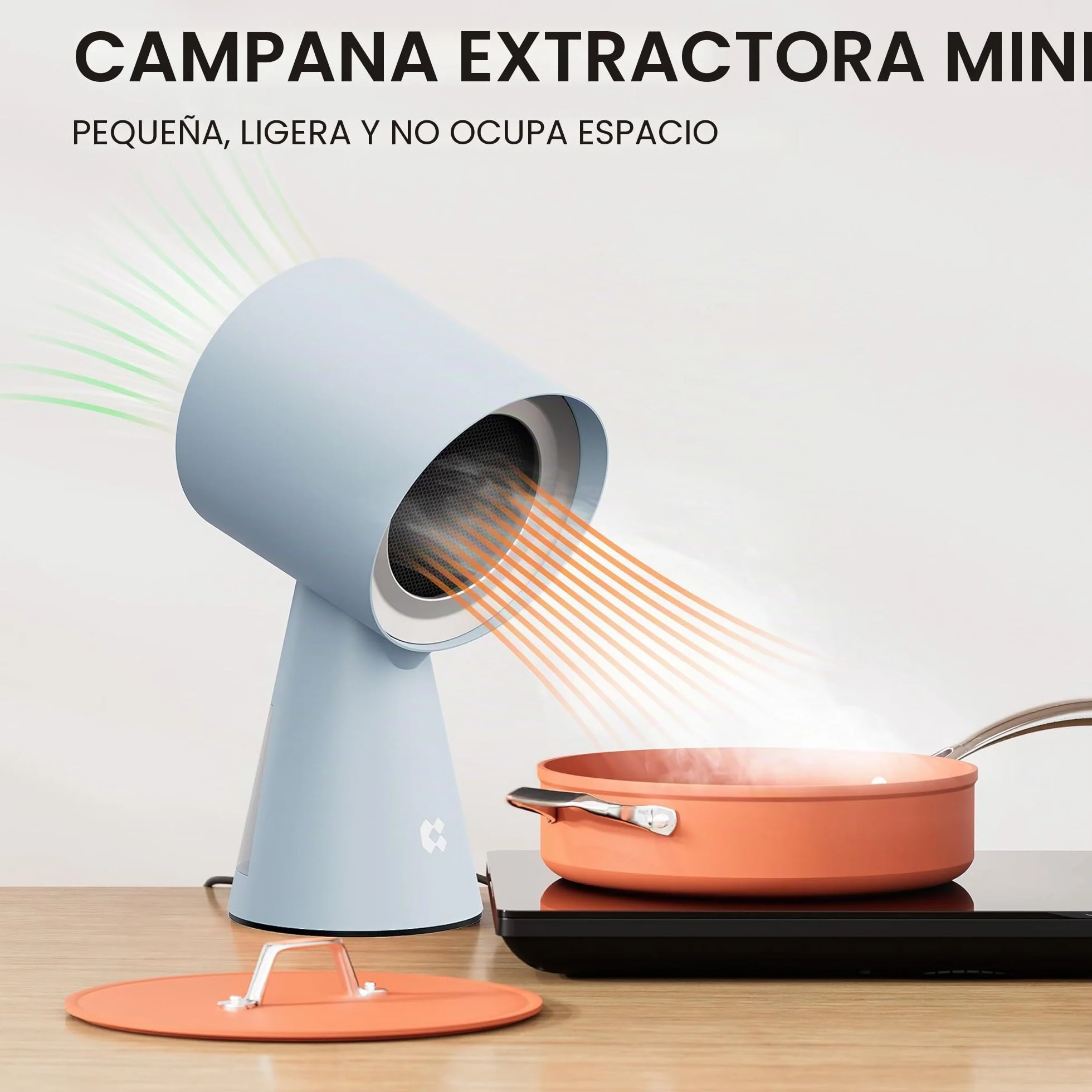 CIARRA CBPHL01 Mini campana extractora portátil 2 niveles circulación silenciosa barbacoa camping