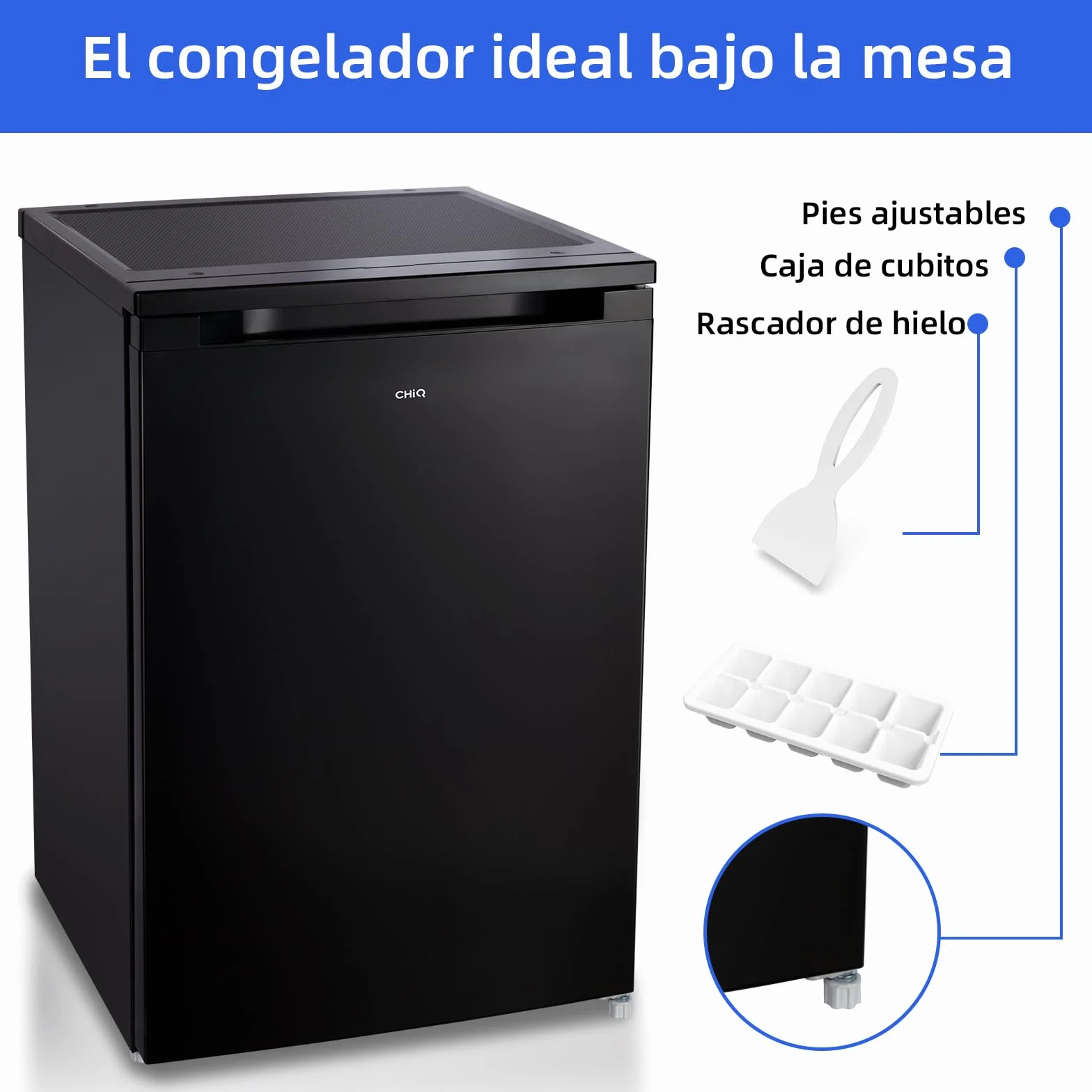 CHiQ CSD90D4D Congelador vertical 85L Clase D Eficiencia energética 39 dB Puerta reversible