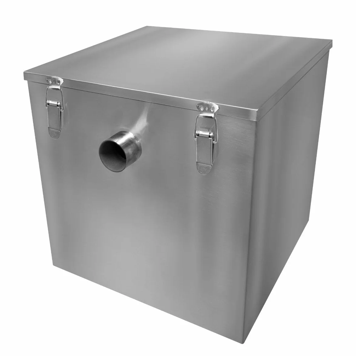 Interceptor Profesional de Trampa de Grasa Comercial 60L Bajo Fregadero Acero Inoxidable Cesta de Filtro Extraíble para Residuos de Alimentos Separador de Aceite Deflector de Agua Desagüe (39x39x39cm)