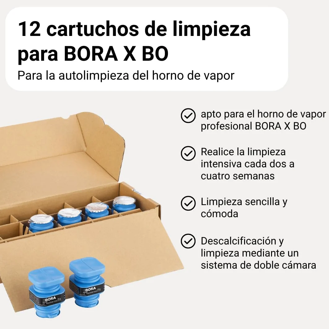 BORA 6 Cartuchos de Limpieza para Horno de Vapor BORA X BO, autolimpiante, Cartuchos de Doble cámara, Accesorios de Limpieza, XBORK/6