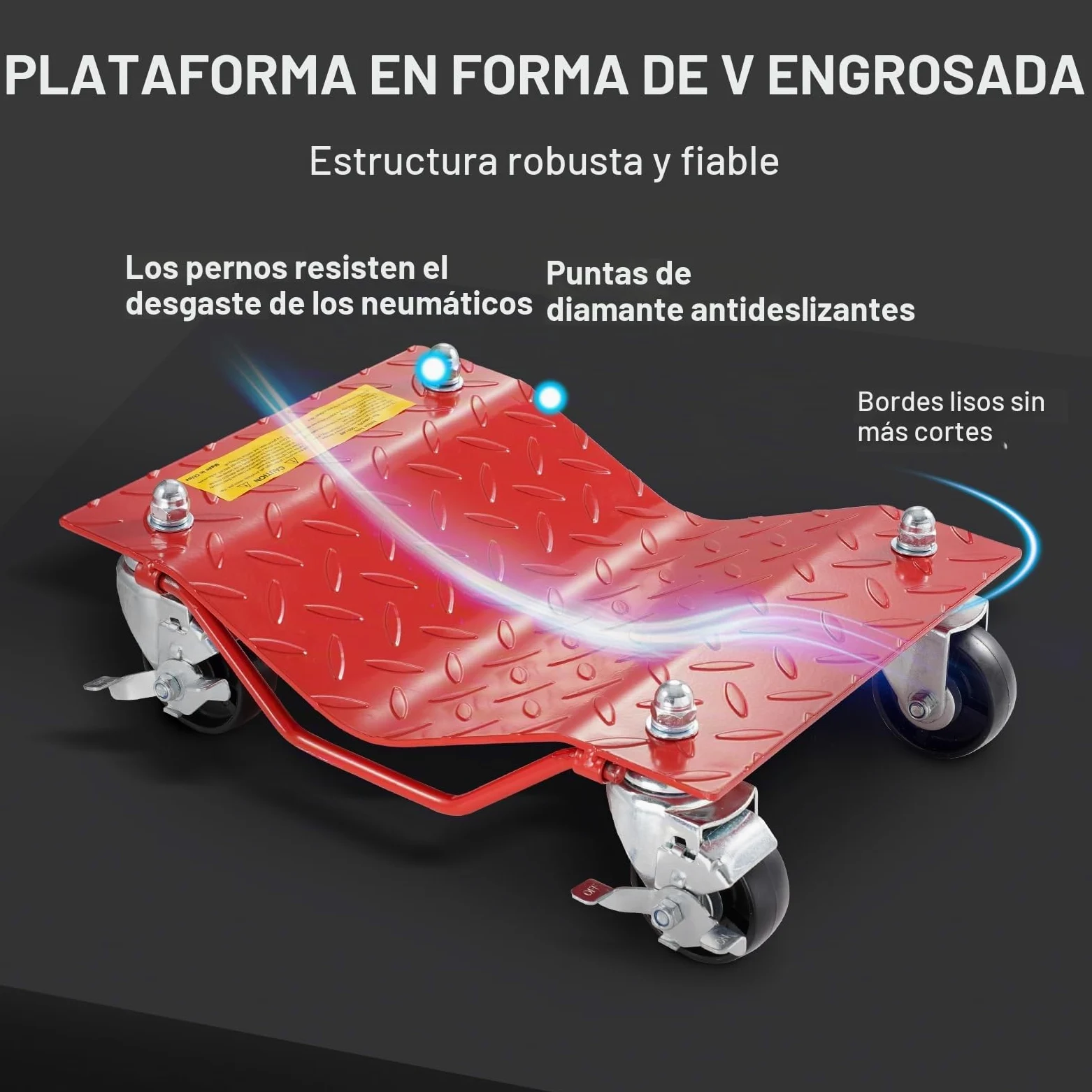 VEVOR Plataforma Rodante para Ruedas 4 Piezas Carretilla con Ruedas Capacidad Total de 3,6 T Carro Resistente de Acero para Mover Automóviles, Camiones, Remolques, Motocicletas, Barcos, Rojo