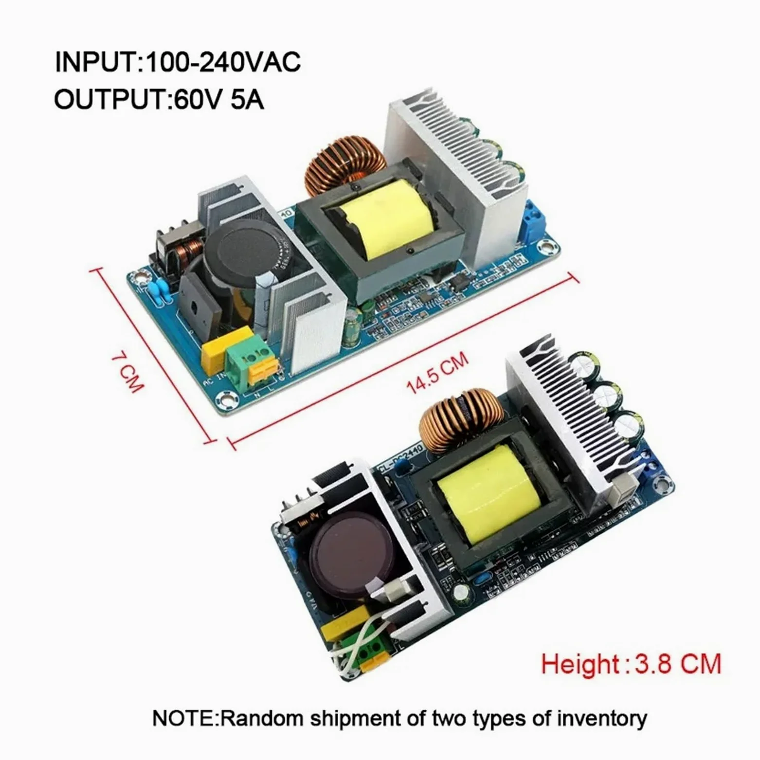 Módulo de Fuente de alimentación de 60 V, 5 A, 300 W. Voltaje de Entrada: 90-260 V CA. Módulo de Fuente de alimentación conmutada.