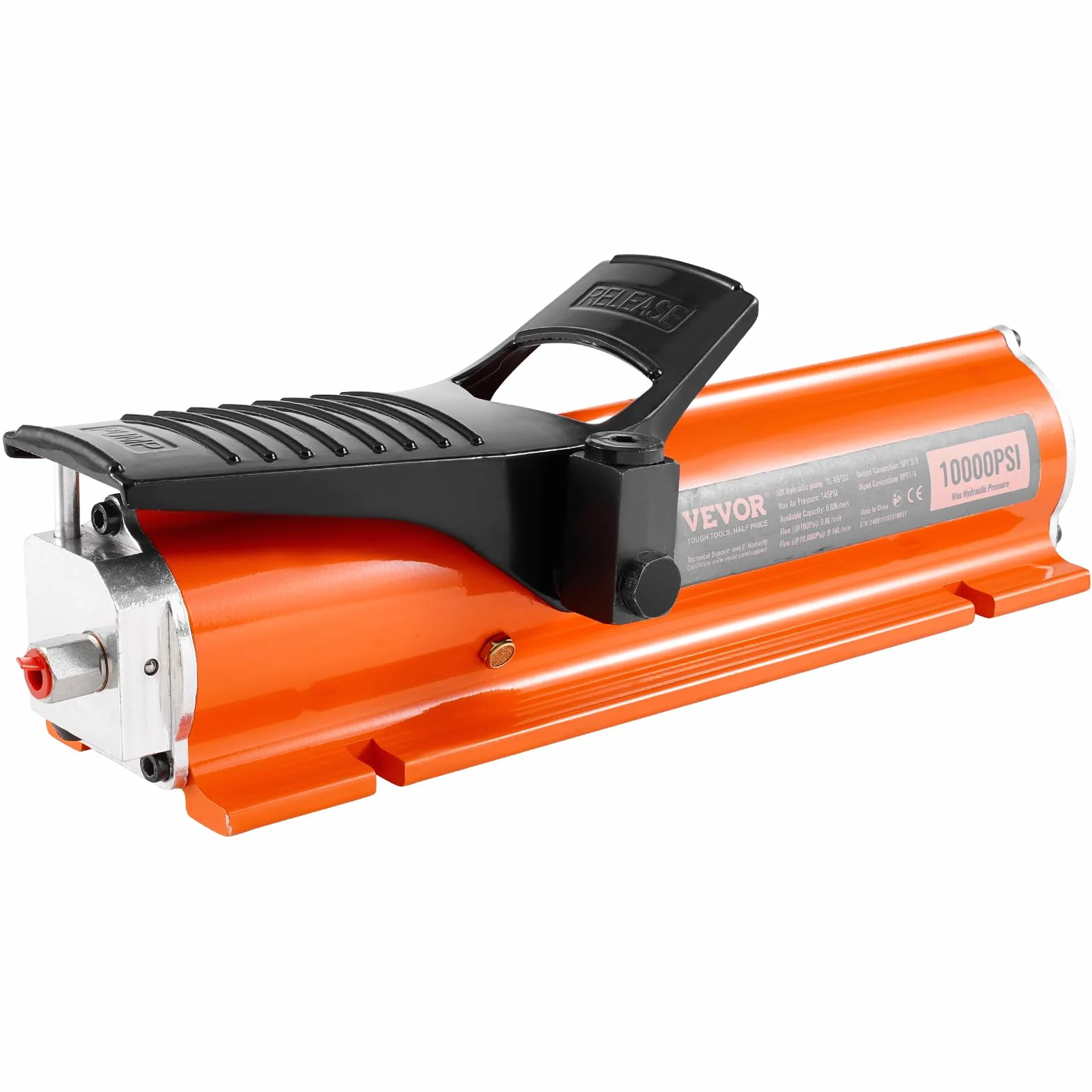 VEVOR Bomba Hidráulica Neumática de 10000 PSI con Depósito de 0,69 L, Salida de Aceite NPT de 16,66 mm, Entrada NPT de 13,7 mm, Carcasa de Metal, Bomba de Pedal Neumática para Equipo Aeroespacial