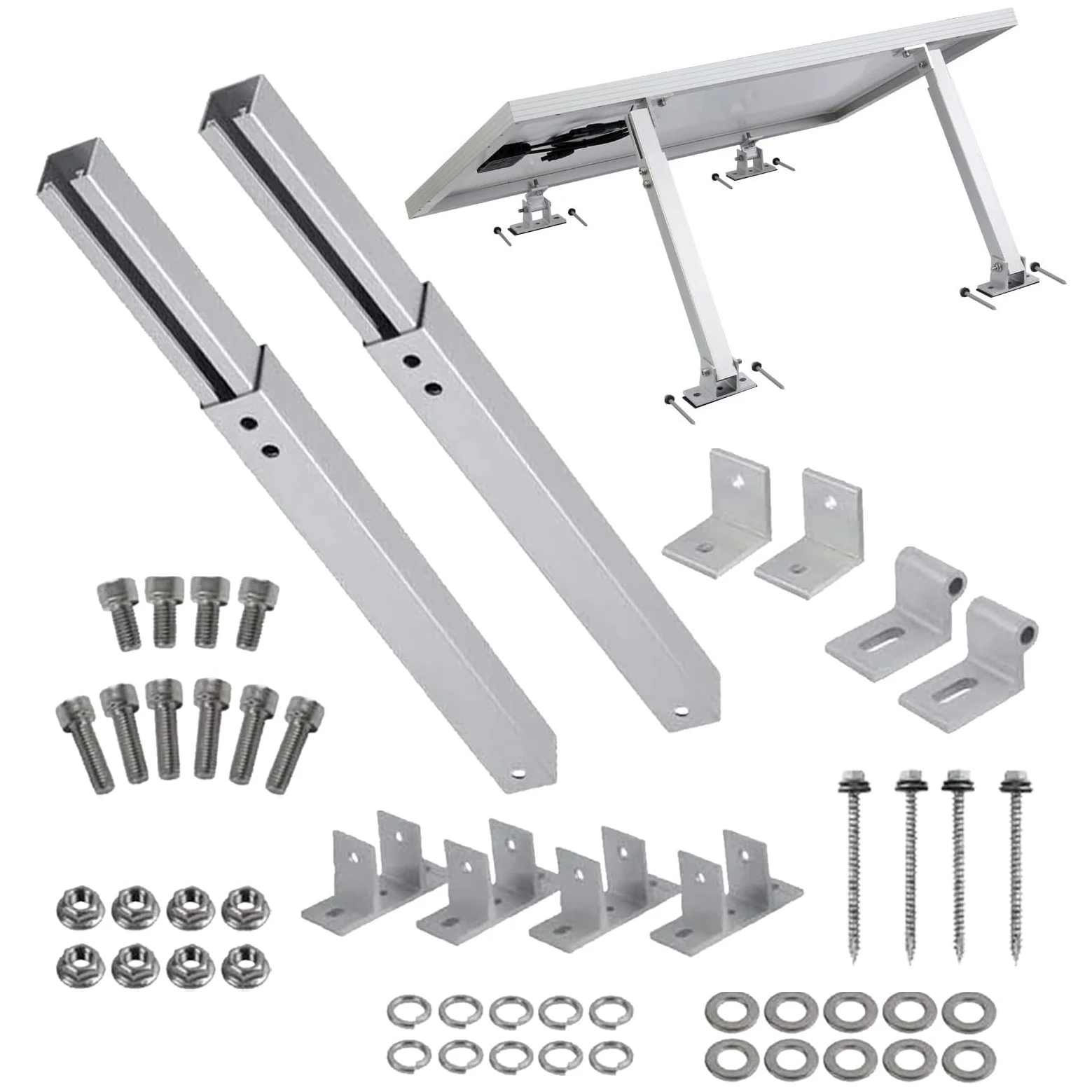 Kit de Montaje para Paneles Solares Estructura Ajustable de Aleación de | Kit Montaje Techo Paneles Solares con Ángulo Ajustable 15-30 Grados Para Exterior Techo Suelo