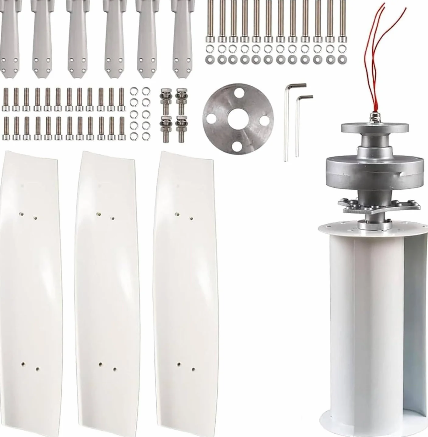 Turbina Eólica Vertical Kit Completo 20000W Generador Viento Jardín Instalacion Eolica Domestica Aerogenerador Eólica Trifásico AC Turbina Eólica de Viento Vertical con Controlador(220V)