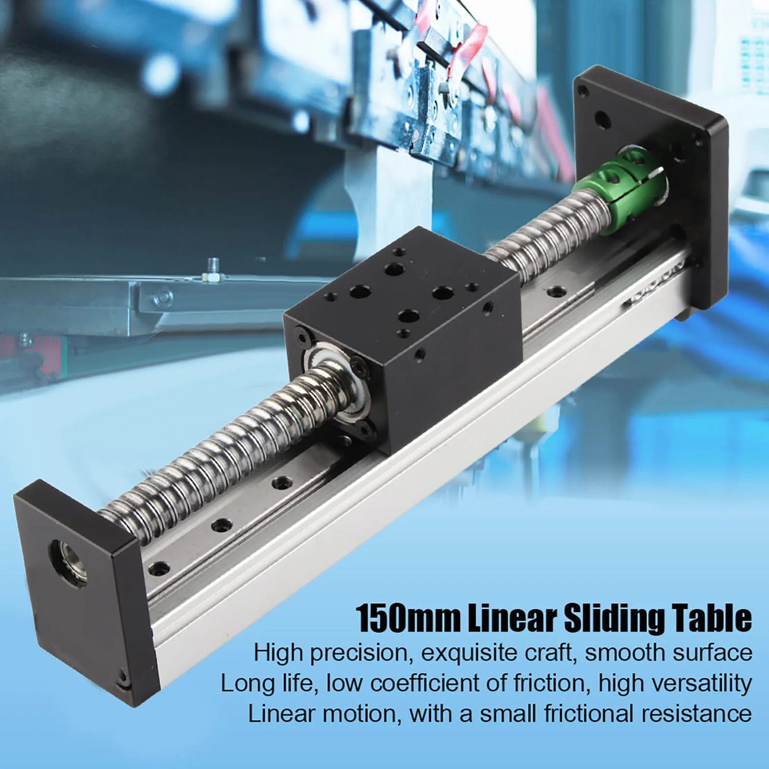 Etapa lineal de husillo de bolas, Mesa deslizante lineal de aluminio, Etapa de movimiento lineal de carrera de 150 mm, Guía de etapa lineal motorizada para mecanizado CNC