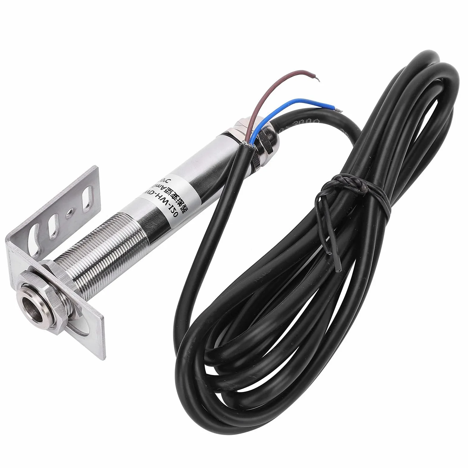 Fabater Sensor de Temperatura Infrarrojo sin Contacto Transmisor de 4-20 MA 0-600 ℃ 10-30 VCC M18 Carcasa Metálica Roscada Soporte de Acero Inoxidable para Agua Aceite Químico Goma Temperatura del