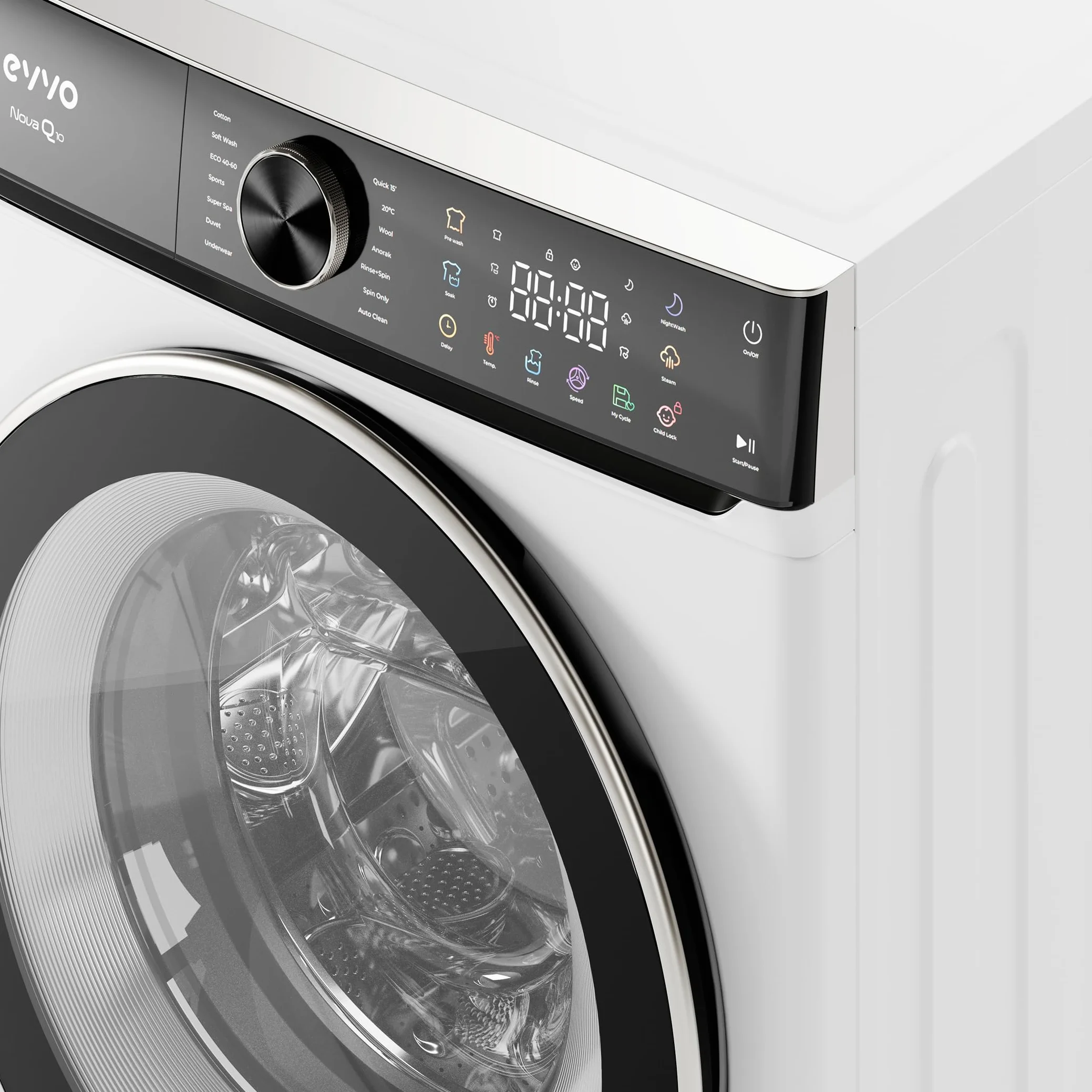 EVVO Lavadora Carga Frontal NOVA Q12 12Kg 1400 RPM Motor Inverter eDRIVE Eficiencia Energética A