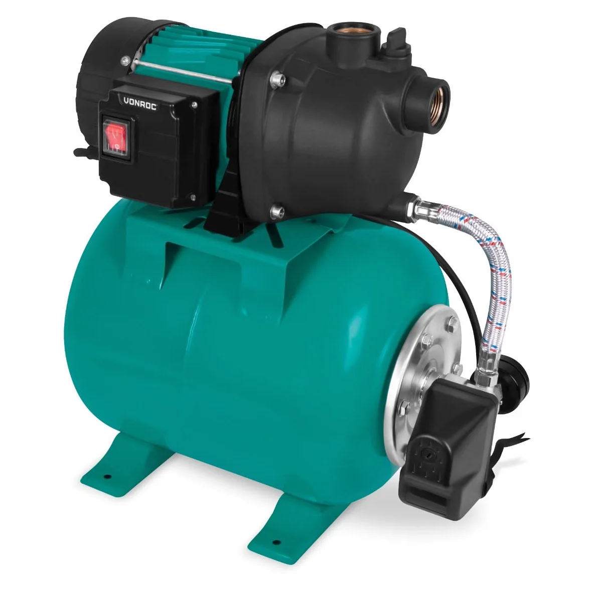 VONROC Bomba hidrofórica / conjunto hidrofórico con presostato - 800W - 3300l/h - Depósito de 19L - Carcasa de la bomba de plástico