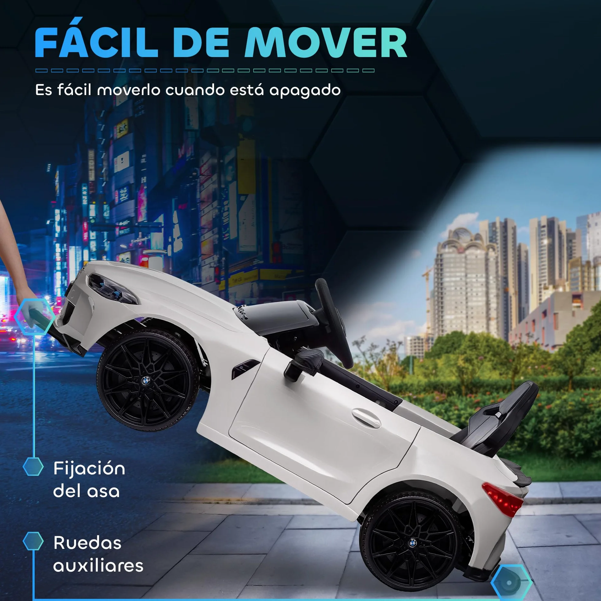 AIYAPLAY BMW M4 Coche Eléctrico para Niños 12V con Mando a Distancia 2,4G Ruedas Suspensión Faros LED