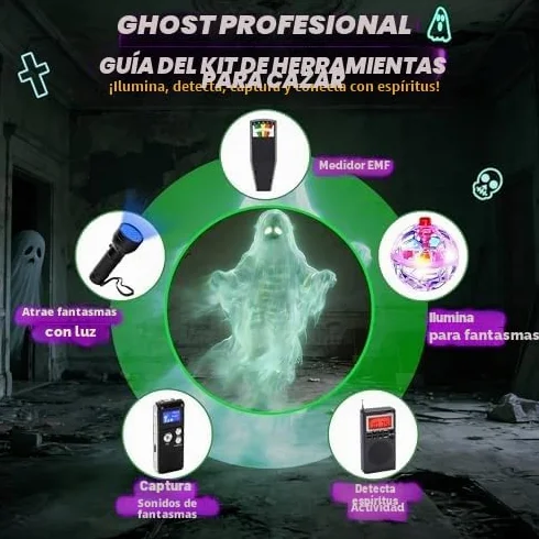 Kit profesional de 8 piezas de equipo de caza de fantasmas, kit de caza de fantasmas para investigación paranormal, equipo completo de investigación de fantasmas con medidor EMF, caja de espíritu y