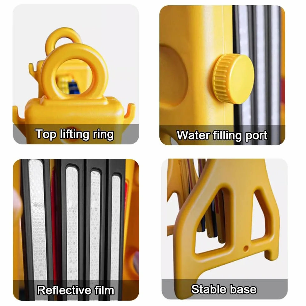 Valla Extensible Plastico, Rellenable Con Agua, Barricada Móvil Extensible, Barreras De Seguridad Comerciales, Valla De Tráfico Portátil, Para Construcción, Control De Tráfico Y Acceso Vehicular.(Amar
