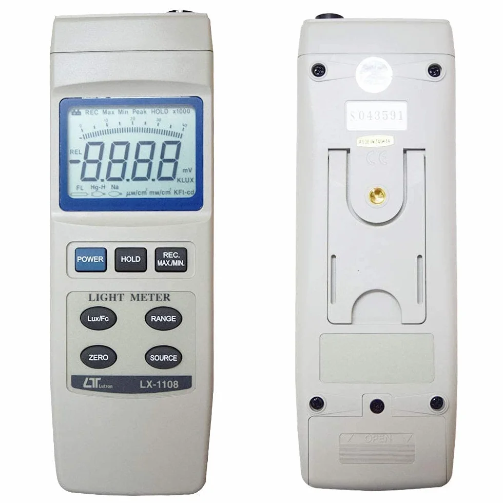 Luxómetro Digital (Rango: 0 a 400 000 Lux) para auditorios, teatros, estadios, Laboratorios Junto con Certificado de calibración de fábrica Modelo: Lutron LX-1108