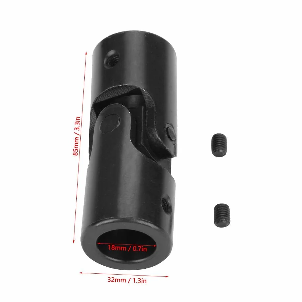 Junta universal del conector, 18x32x85mm Conector del eje del motor Conector DIY Dirección Junta universal y tornillos para la conexión de modelos de modelos, modelos de barcos, robots