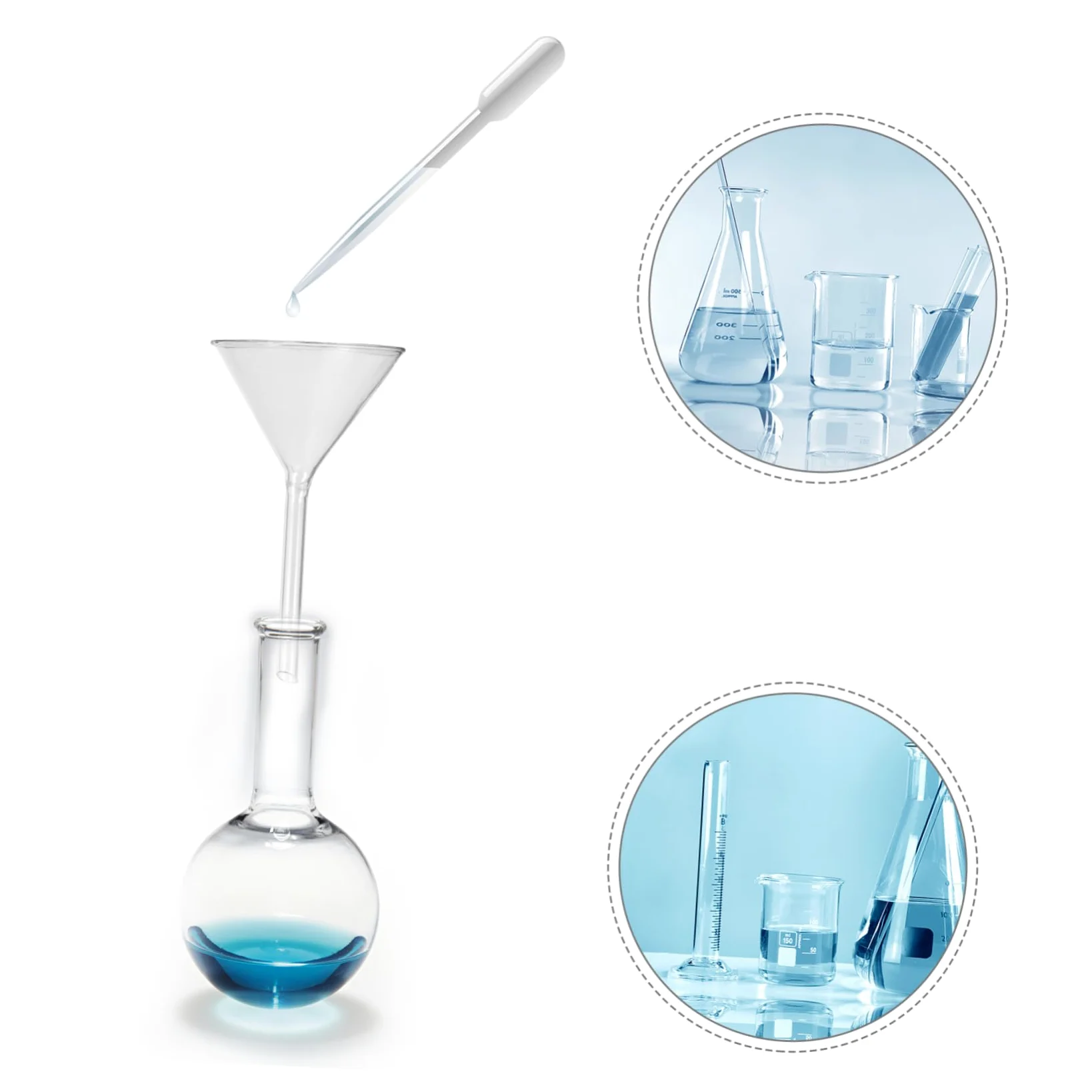 4 Piezas Embudo Cristalería y Material De Laboratorio Botella De Agua Colador De Mano Herramientas Del Hogar Mini Multi Herramientas Sin Mango Vidrio Tubo Corto 100 Mm