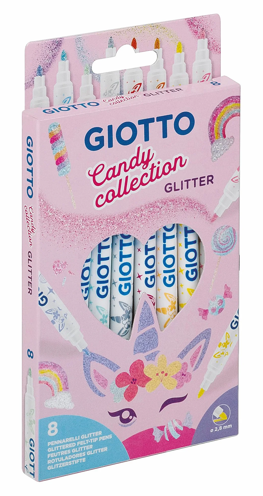 Giotto Turbo Glitter Candy Collection Rotuladores Fibra Tinta Purpurina 8 Unidades