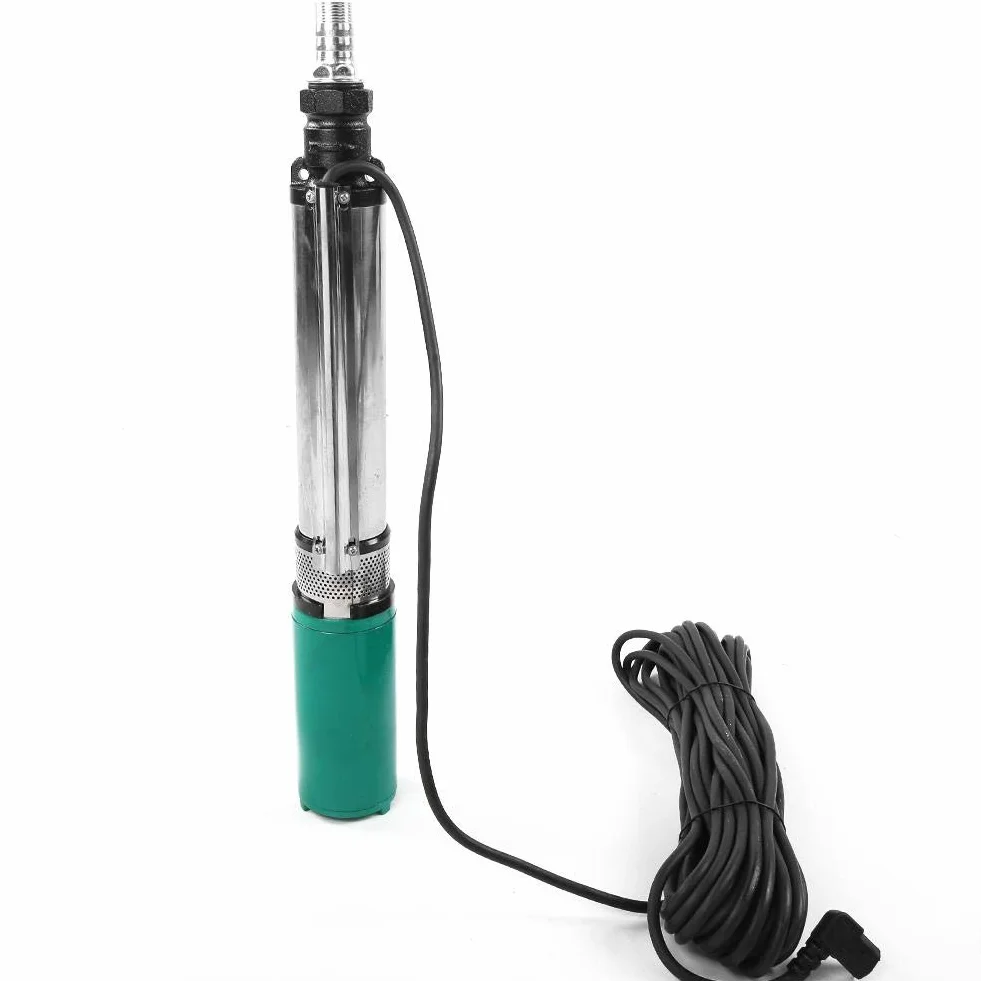 Bomba de agua sumergible solar, 48V 60V-4/5m³-45/55m Bomba de pozo profundo de CC Bomba de pozo profundo de CC Bomba de agua sumergible solar de alta elevación Línea de 20 m