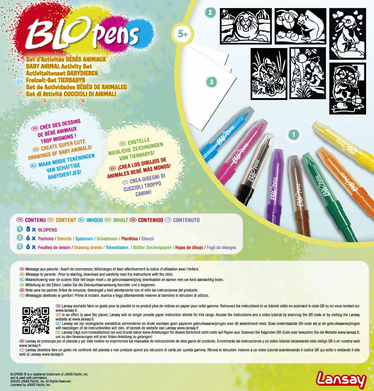 Lansay Blopens Super Centro de Actividades Mágicas Taller de Dibujo y Coloreo Niños 5+ años 13 Rotuladores Pupitre 16 Plantillas