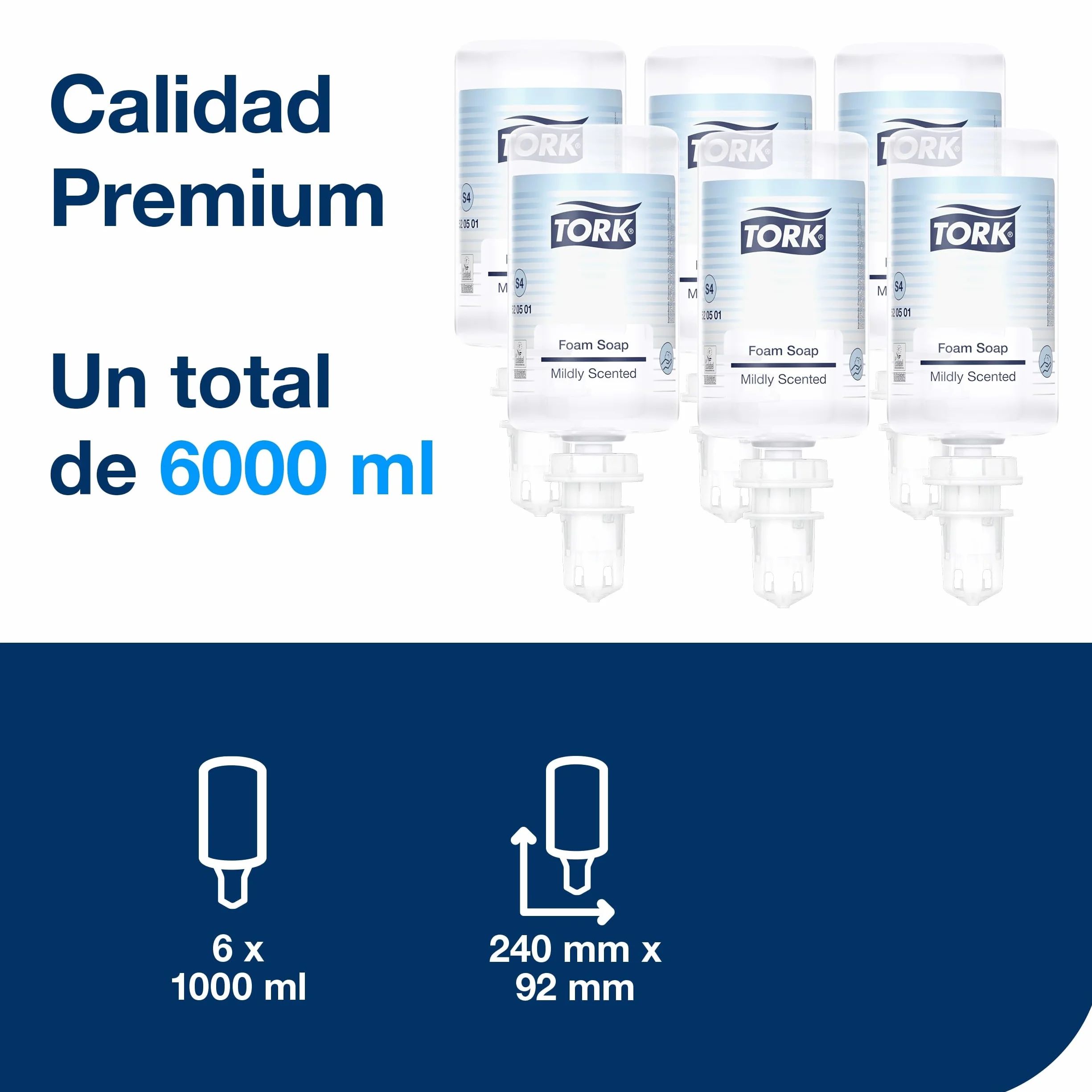 Jabon en espuma tork s4 rehidratante aroma delicado bote de 1000 ml