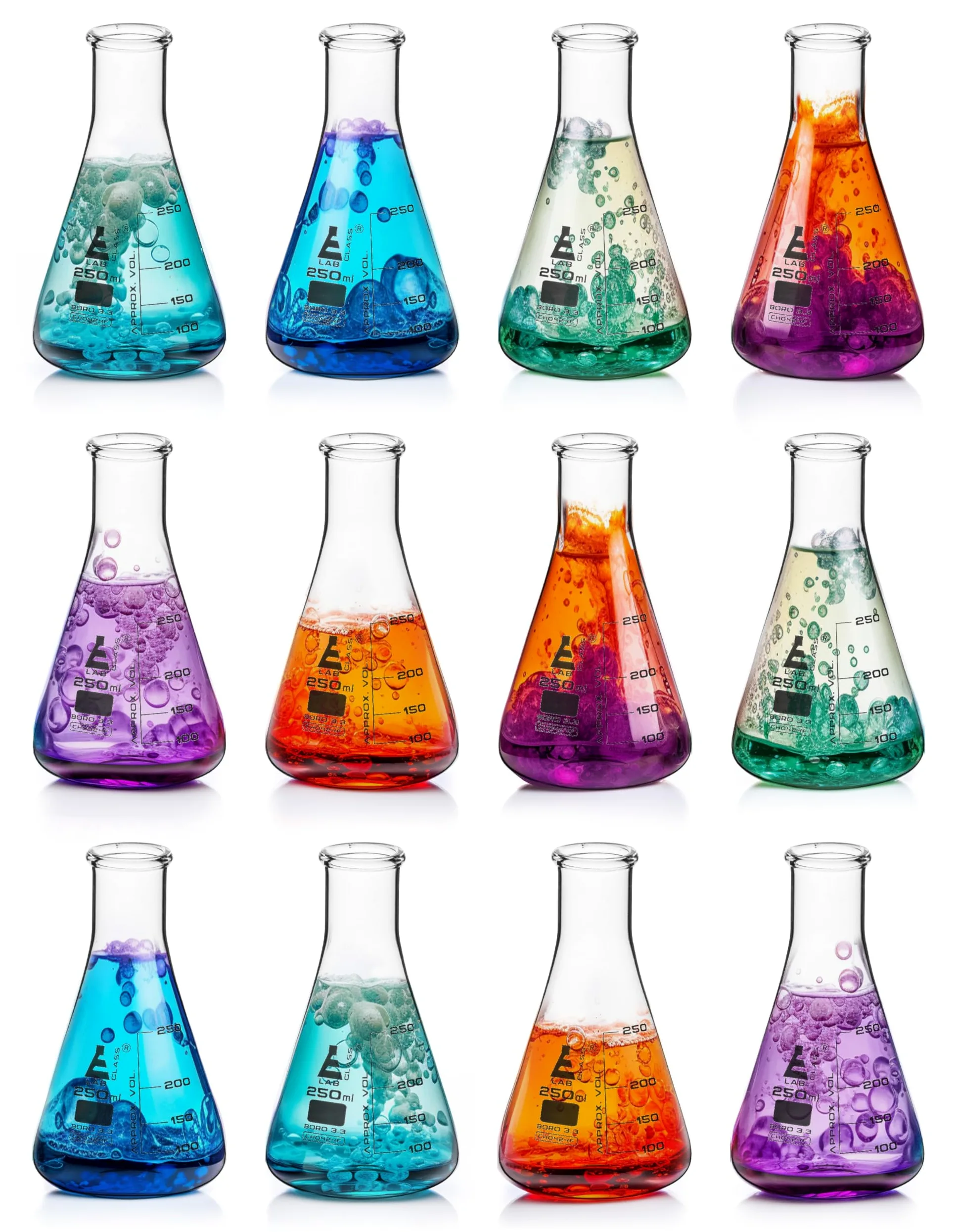 eisco Matraz de Labs Erlenmeyer (cónica), borosilicato, 250 ml, 12 unidades)