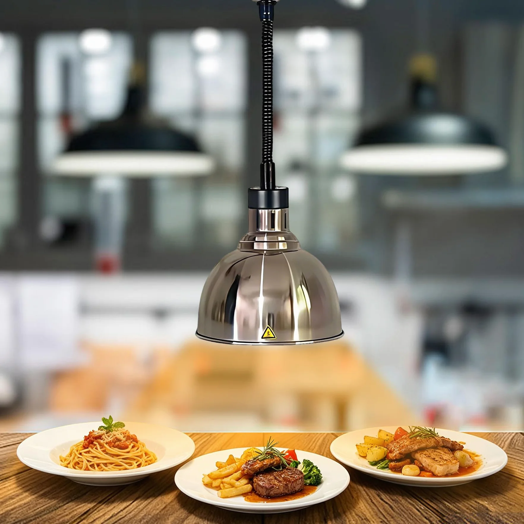 Lámpara de Calor de Alimentos 250W Suspensión Altura Ajustable para Cocina Buffet Restaurante
