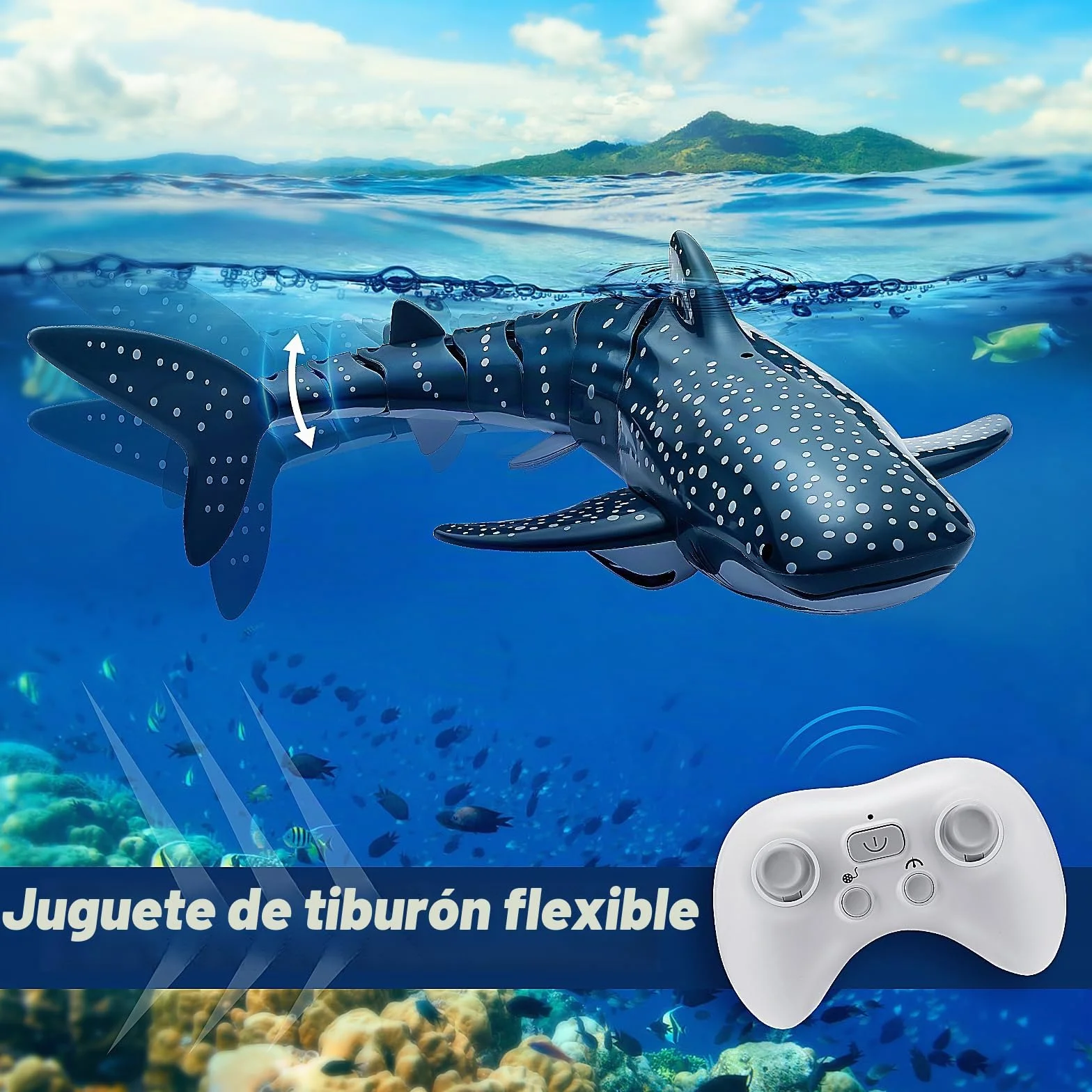 Juguete eléctrico RC Shark Boat 2.4 GHz impermeable 4 canales para piscina niños 6+