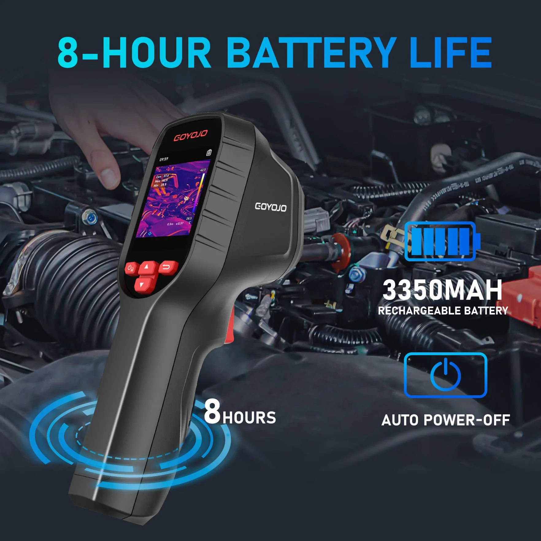 GOYOJO Cámara Térmica de 192 x 192 con Resolución IR, Cámara Infrarroja de Mano, Imagen Térmica de 25 Hz, Velocidad de Actualización de 25 Hz, Cámara Térmica Compacta de Mano con Puntero Láser