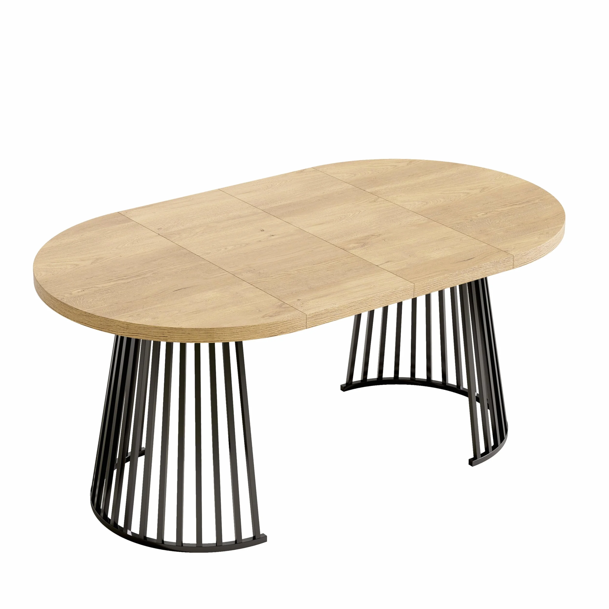 Wiuzo Mesa de comedor extensible de 100/138/176 x 100 cm, mesa de comedor redonda para 4-8 personas, diseño telescópico de dos piezas, tablero grueso (color roble + negro)