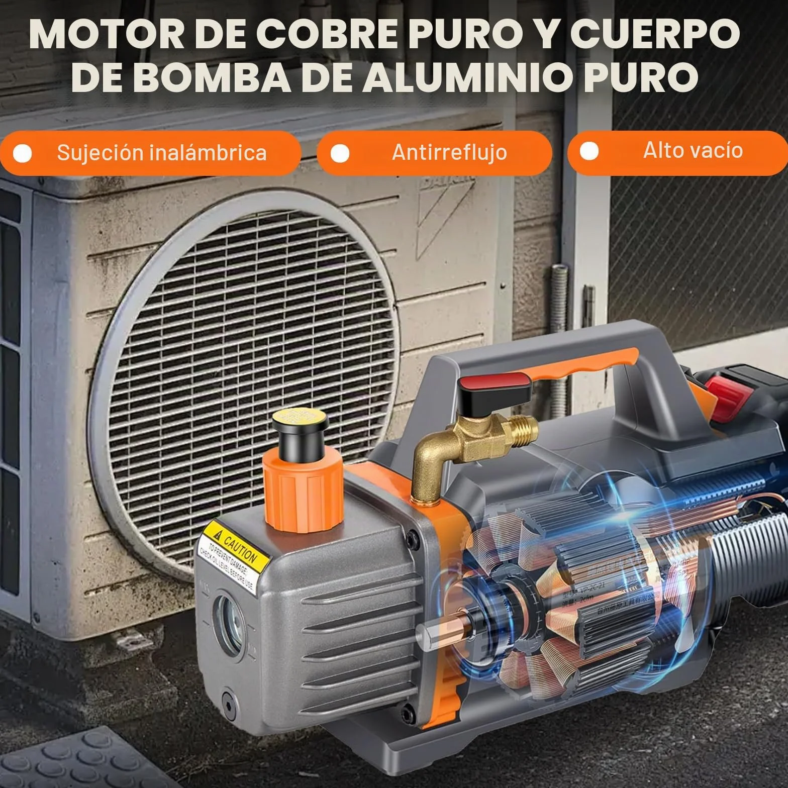 Bomba de vacío compatible con batería Mak-ita de 18 V, bomba de vacío de 1 etapa, 2CFM, 1/4HP, 5 PA, probador de vacío para herramientas de aire refrigerante HVAC AC, desgasificación de resina