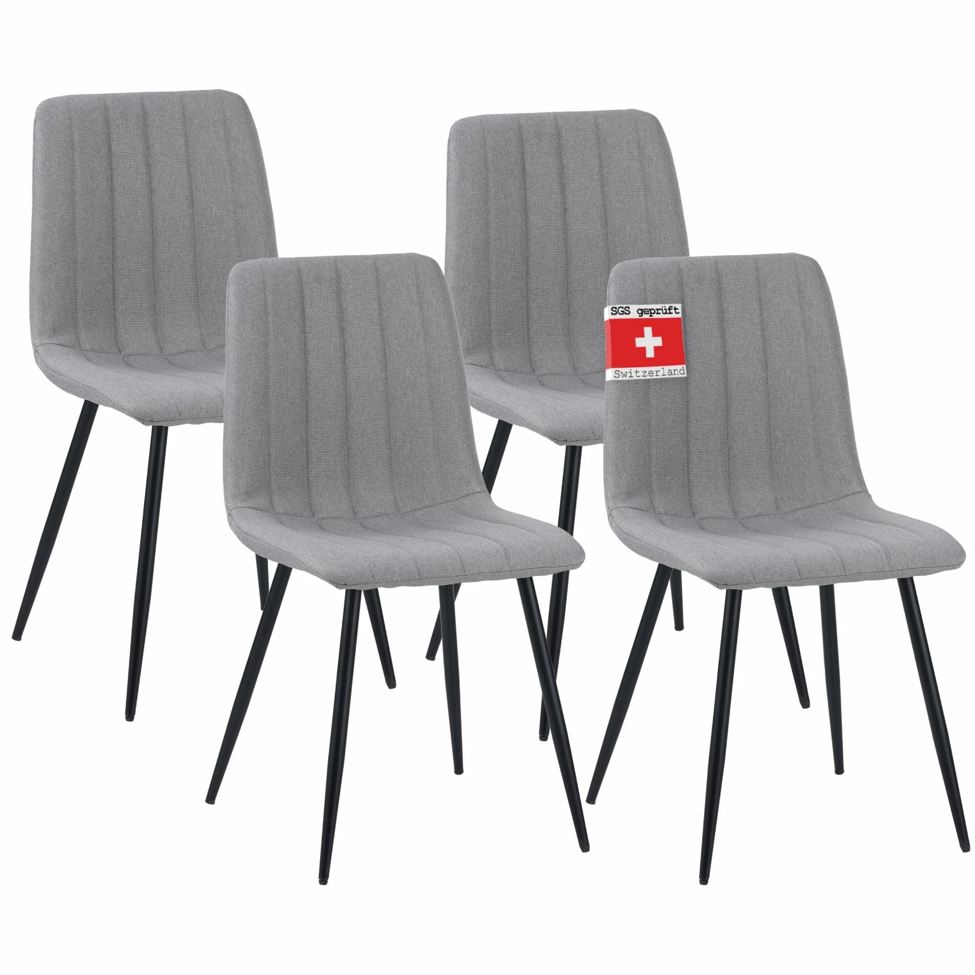 Albatros Garda - Silla de comedor con funda de tela, juego de 4 unidades, color gris, elegante diseño vintage, soporta hasta 110 kg, silla tapizada, moderna silla de cocina, comedor o mesa de comedor