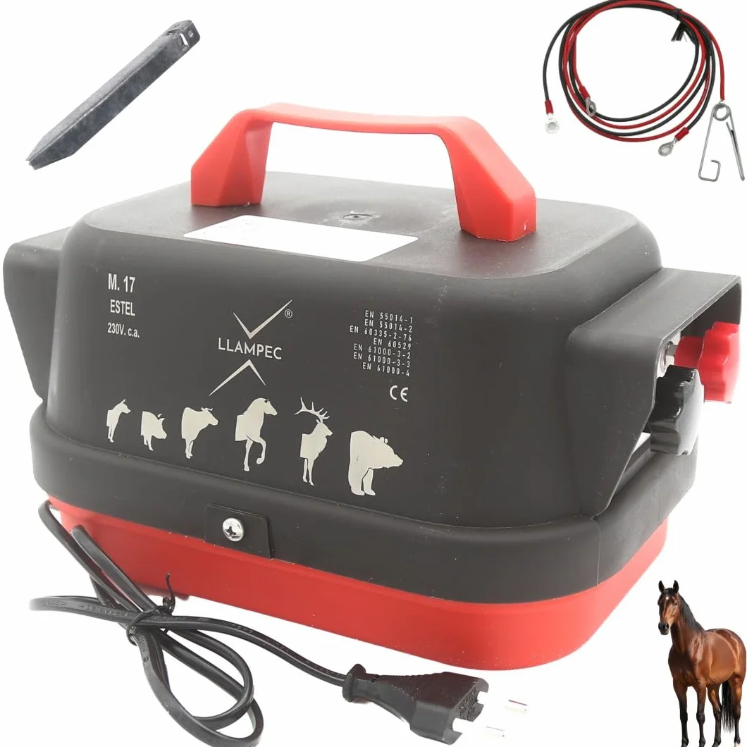 Pastor eléctrico Llampec Mod.17 “Estel” con conexión a red 230V – 6,3 J, 10.000 V y 75 km de alcance – Ideal para ganado equino, vacuno, porcino, ovino y animales salvajes – Fabricado en España