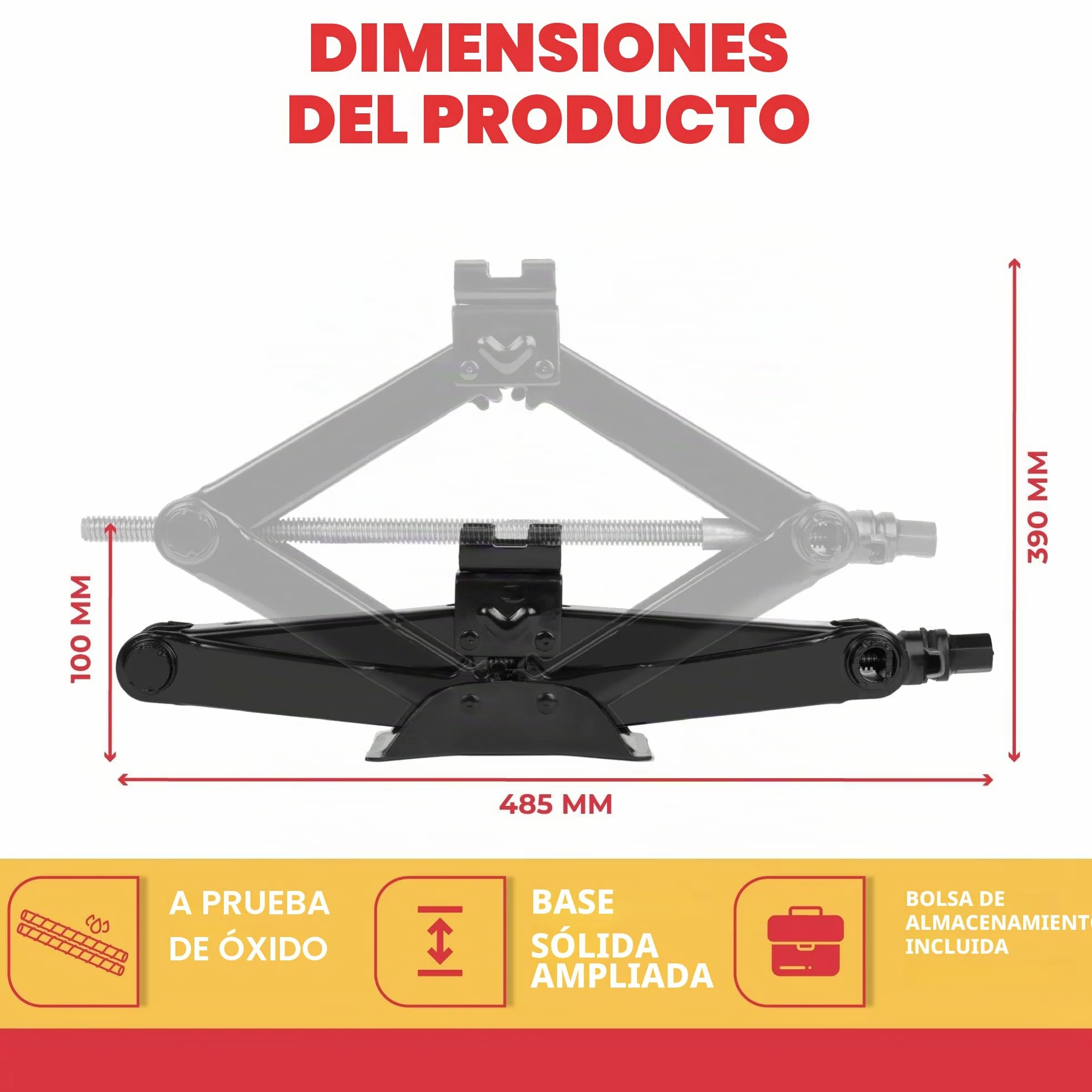 GADLANE Kit de gato de tijera (3 toneladas) | Kit de gato hidráulico portátil de alta resistencia con adaptador de broca, llave extensible, trinquete de elevación