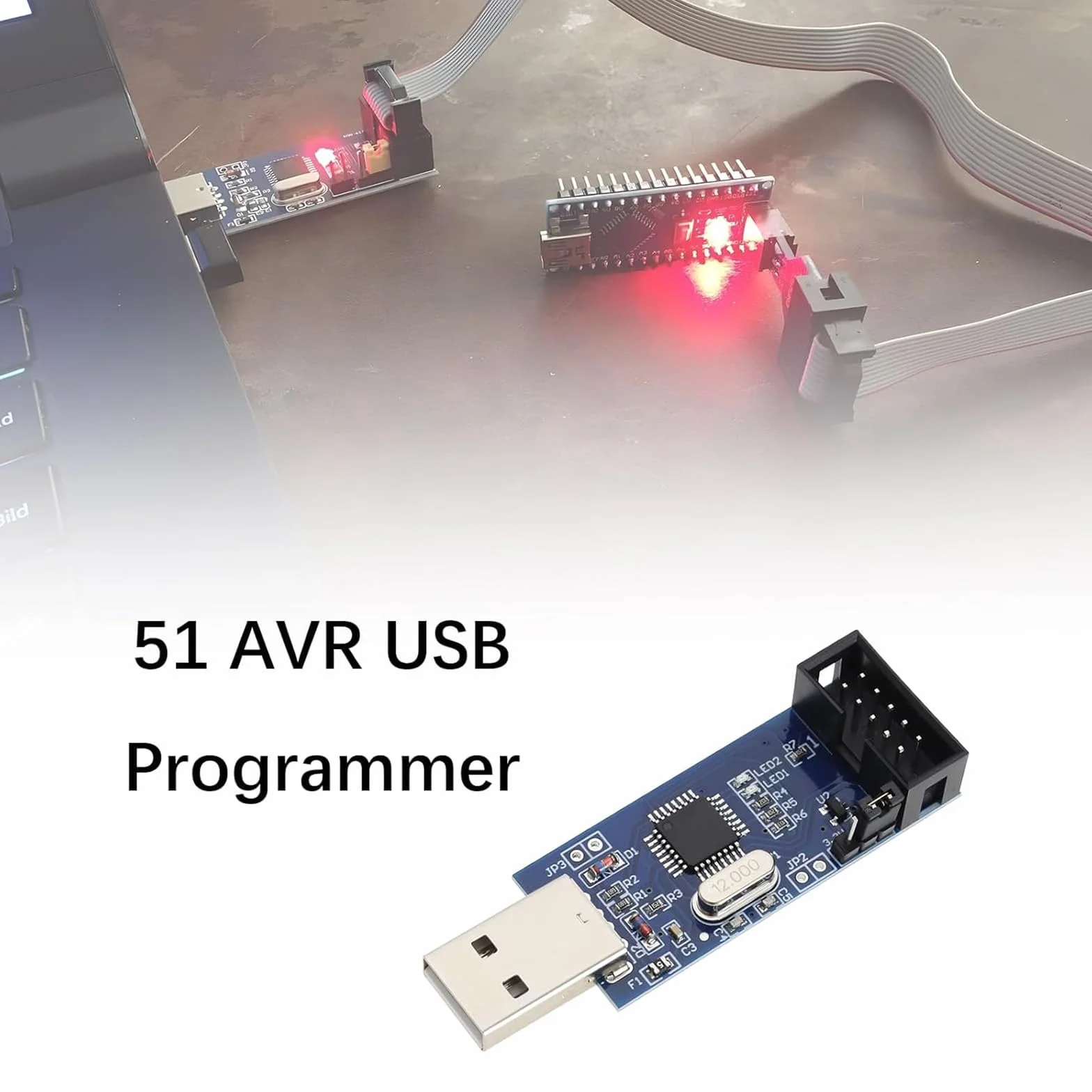 DUTTY 51 programador avr atmega8 usb - ASP descargador ISP USB de 10 Pines programador USB 3.3v 5v, con cable de 6 pulgadas de largo, compatible con el programador avr atmiga8