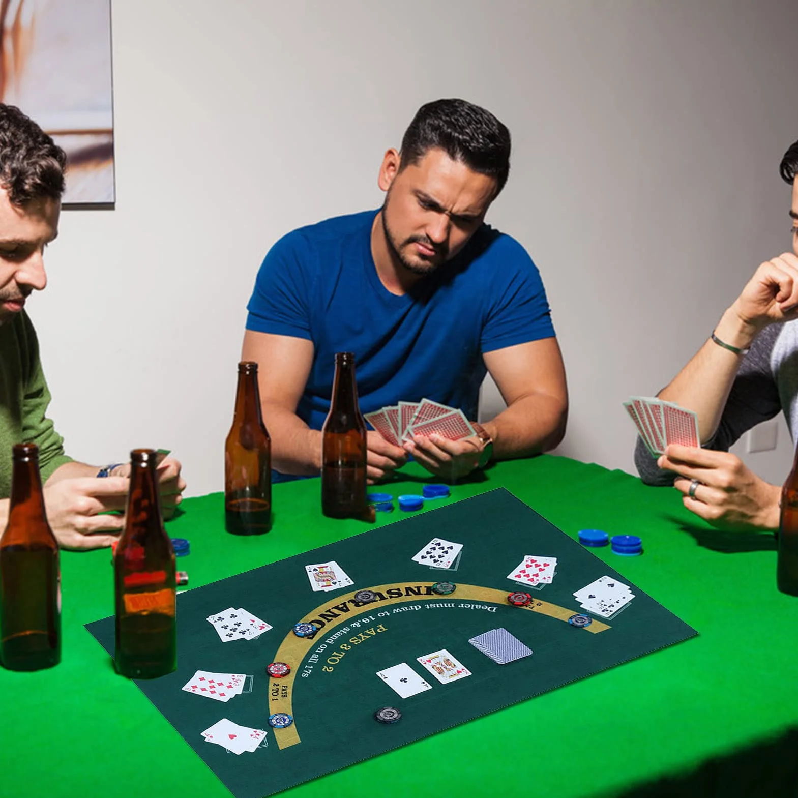 Tapete de Póquer Doble Cara 60x90 cm – Fieltro Ruleta Black Jack Casino Poker Texas Holdem