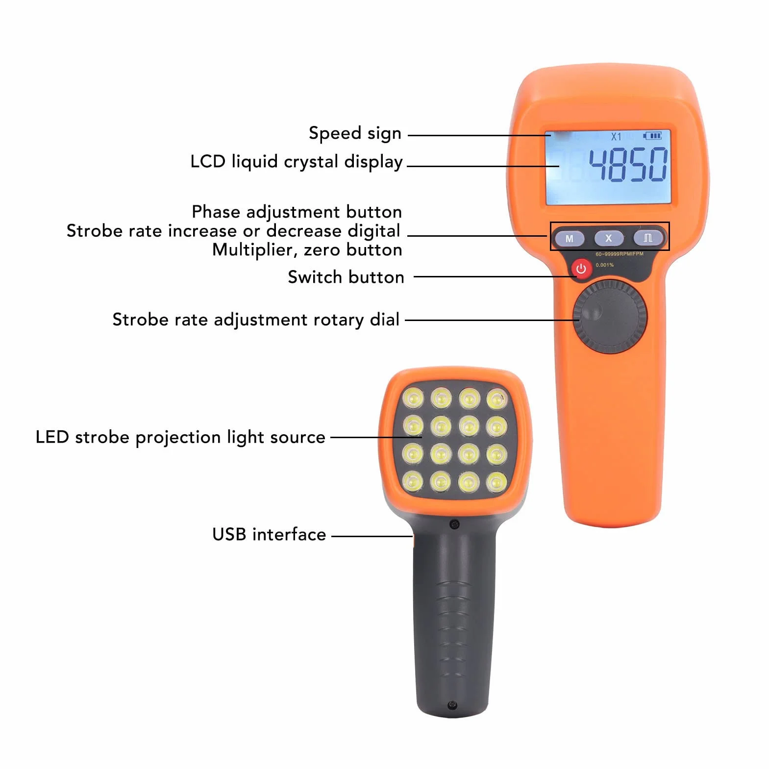 Naroote Estroboscopio Digital de Mano Tacómetro de Flash LED de Alta Precisión para Inspección de Motores HVAC y Análisis de Vibraciones