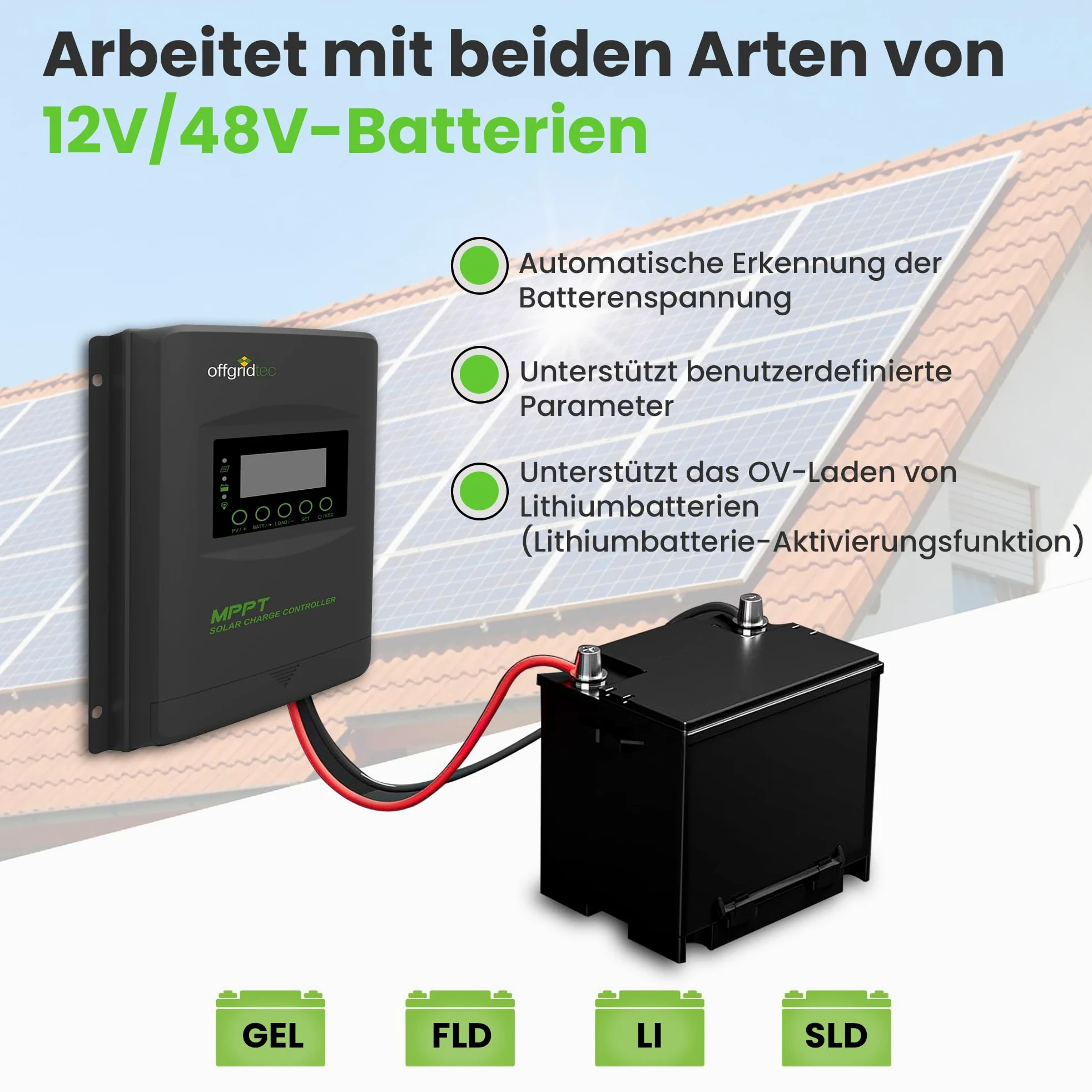 Offgridtec MPPT PRO-X - Regulador de carga (30 A, 12 V - 48 V)