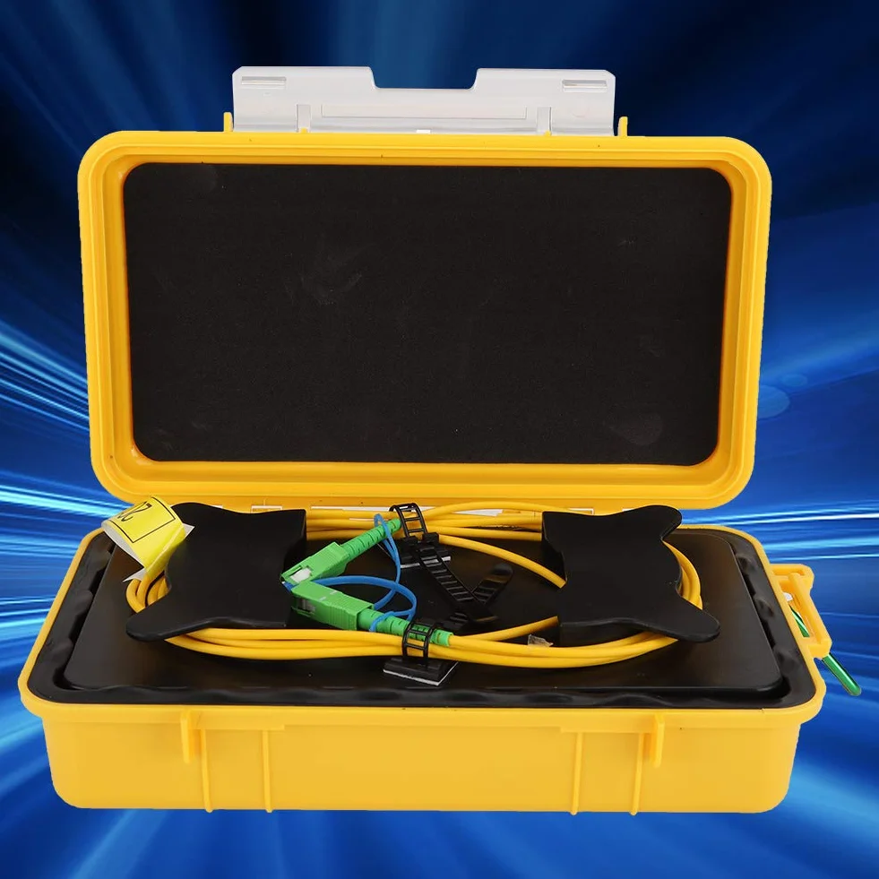 Caja de cable de lanzamiento OTDR SC/APC-SC SM 1 km Fibra óptica Eliminador de zona muerta Anillo de fibra