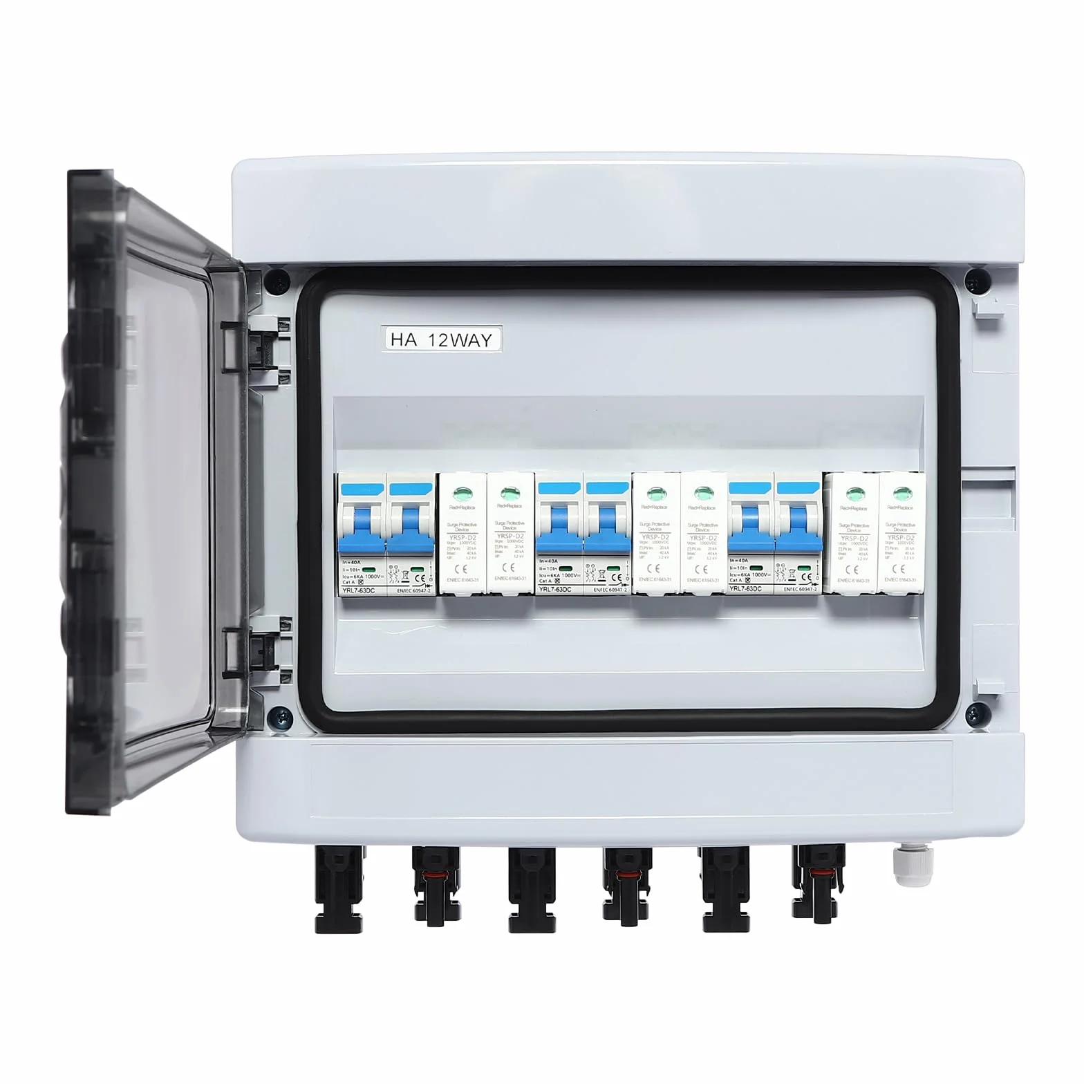 DC Protección contra sobretensiones PV 1000 V 40 A caja de conexiones solares con 3 entradas y salidas, interruptor de separación CC IP65 resistente al agua y a los golpes, interruptor de protección
