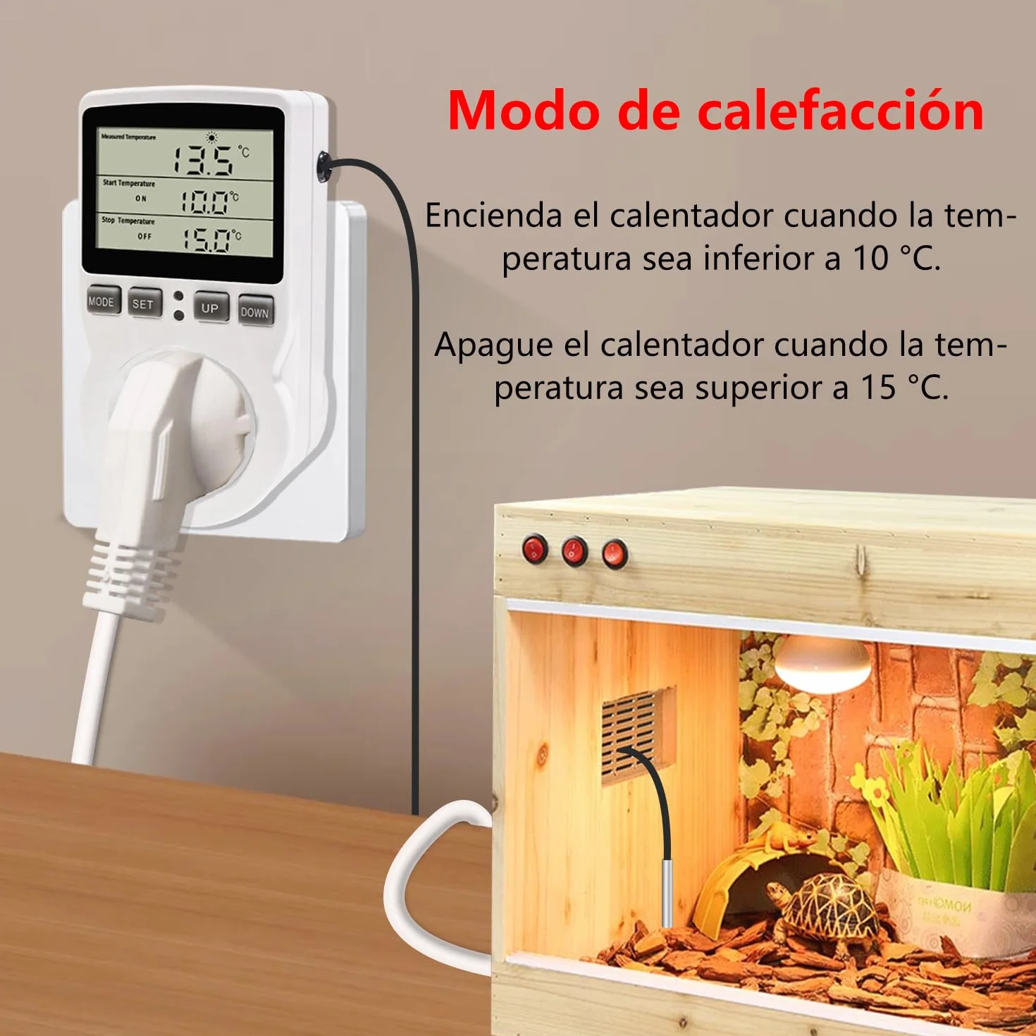 Enchufe Termostato Digital KT3100 Controlador Temperatura Acuario 230V 16A Sensor 3m