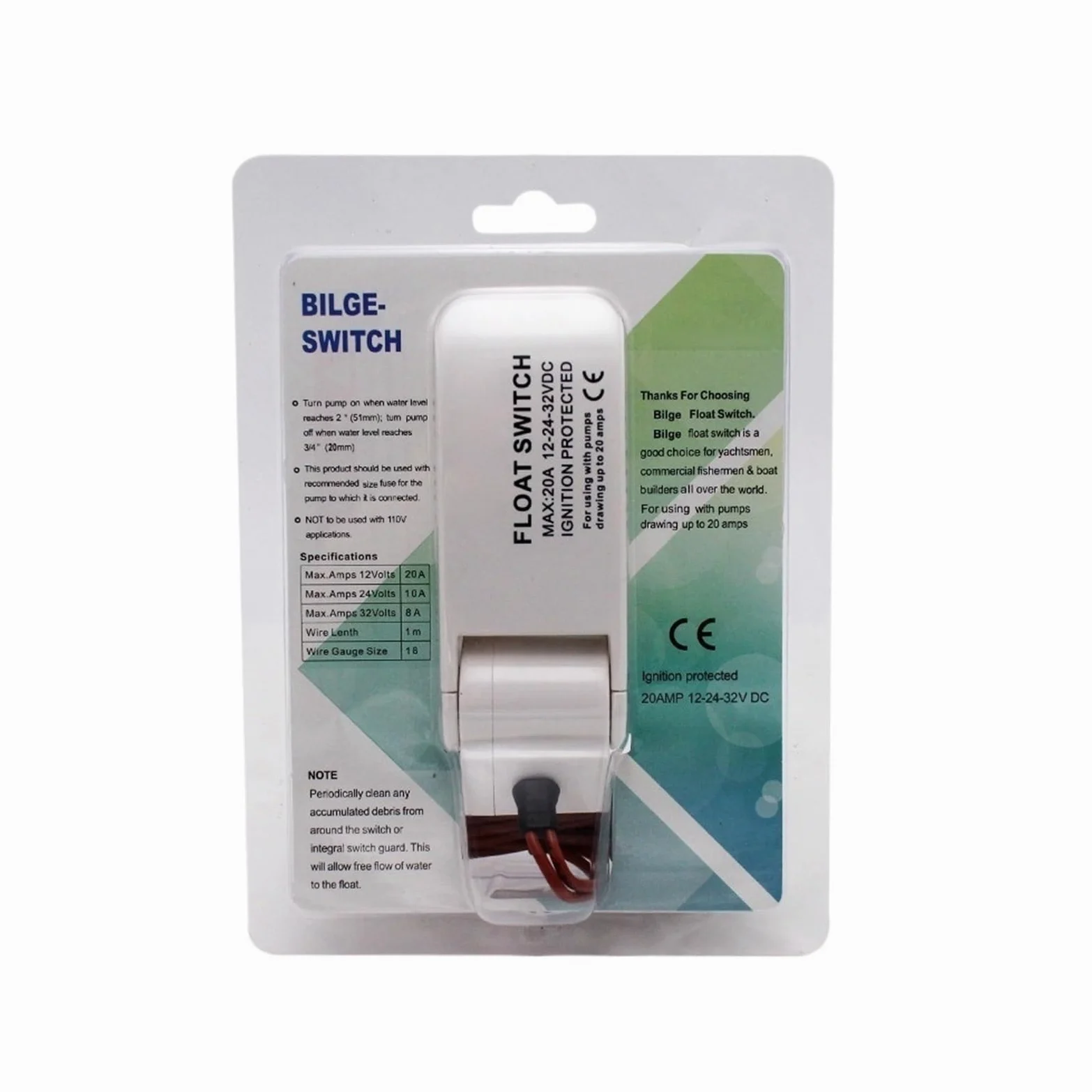 MKBP-G750-12 Mini bomba de agua de sentina eléctrica sumergible de sentina de 12V 750GPH con interruptor de flotador de bomba de sentina