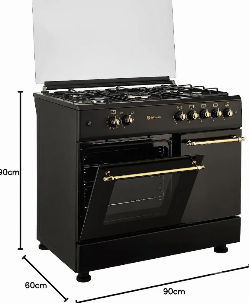 SOLTHERMIC F9LT50G2 Kuchenka Gazowa 5 Palników Piekarnik 64 L Styl Rustykalny Czarna